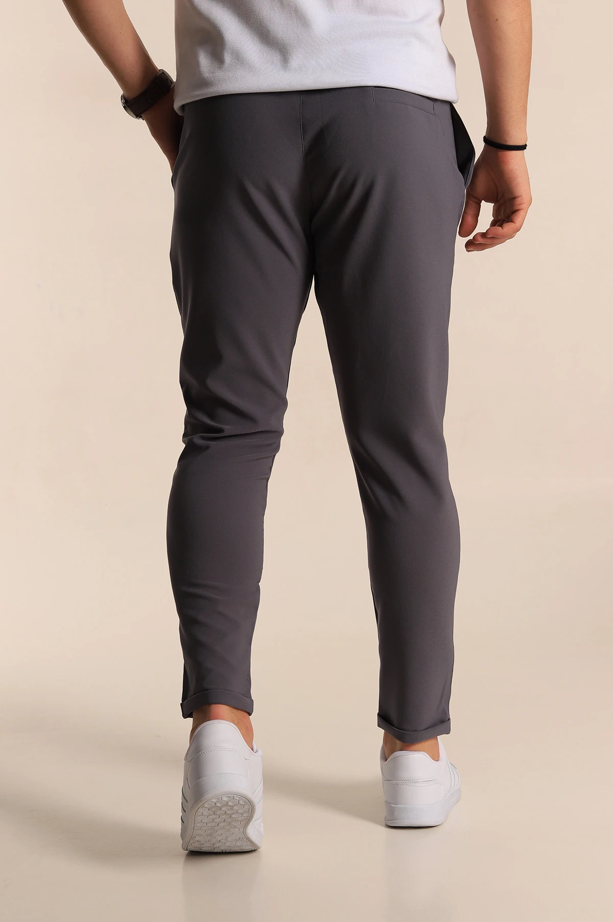 Füme Relaxed Fit Bel Bağlamalı Duble Paça Erkek Jogger Pantolon 257470