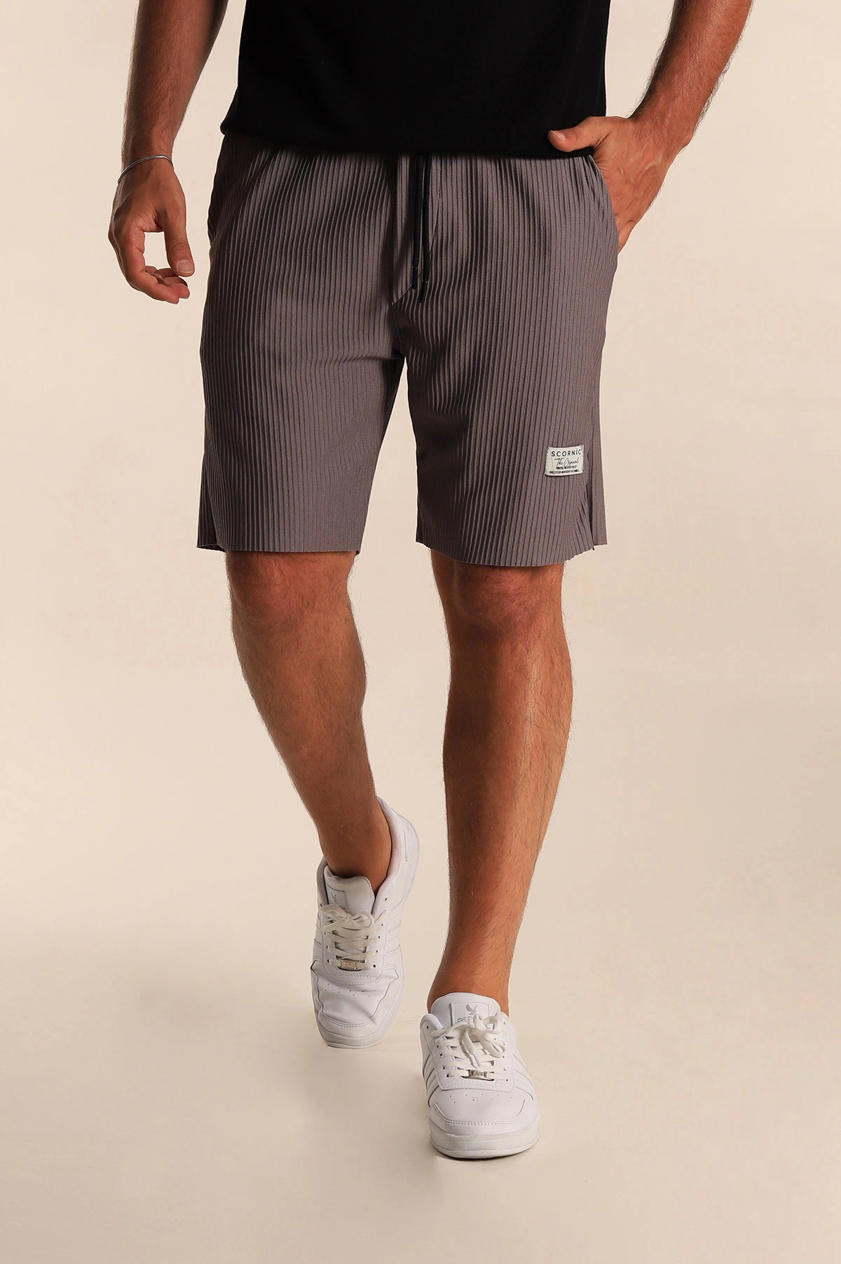 Füme Relaxed Fit Belden Bağlamalı Fitilli Erkek Şort 281644