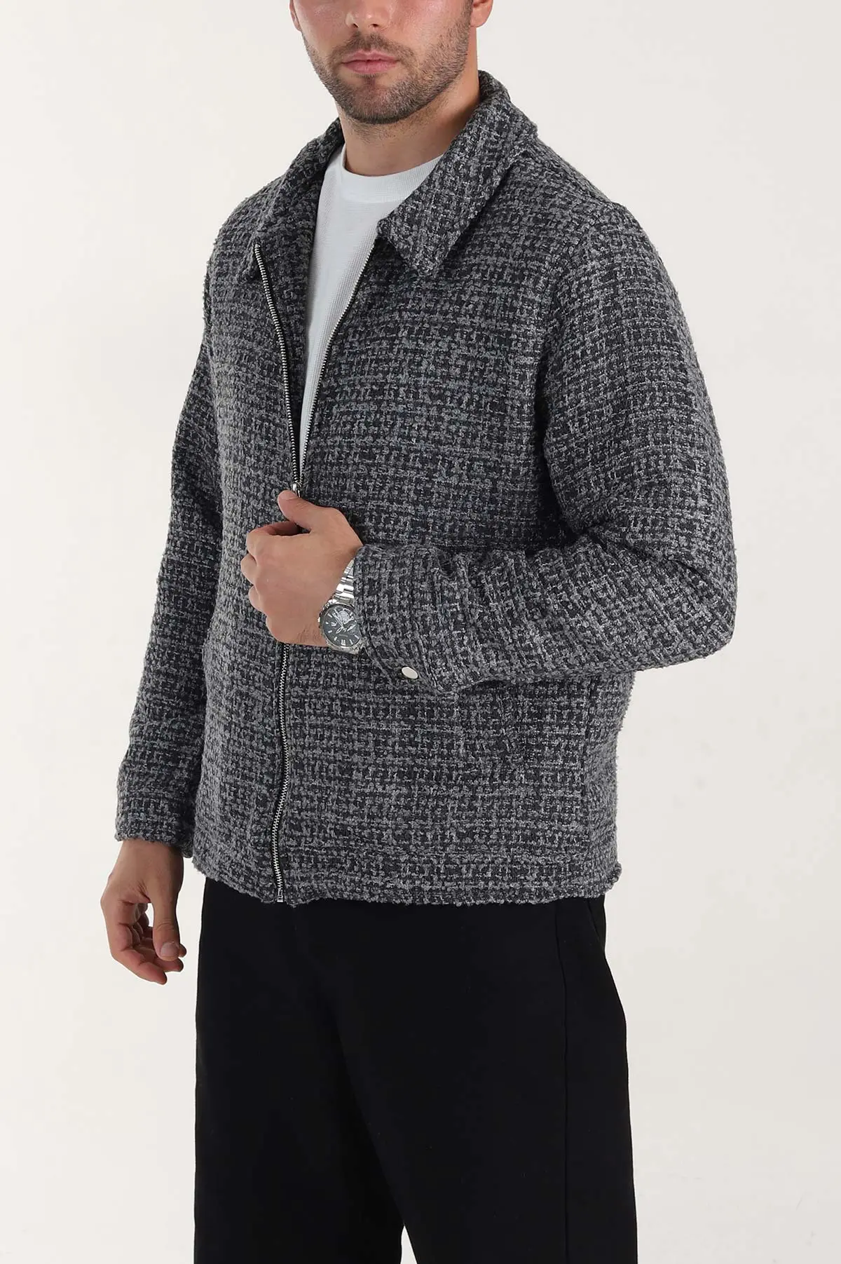 Füme Relaxed Fit Bürümcük Dokulu Kırçıllı Erkek Ceket 400629