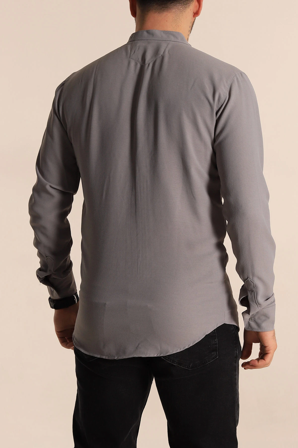 Füme Relaxed Fit Hakim Yaka Erkek Gömlek 267042