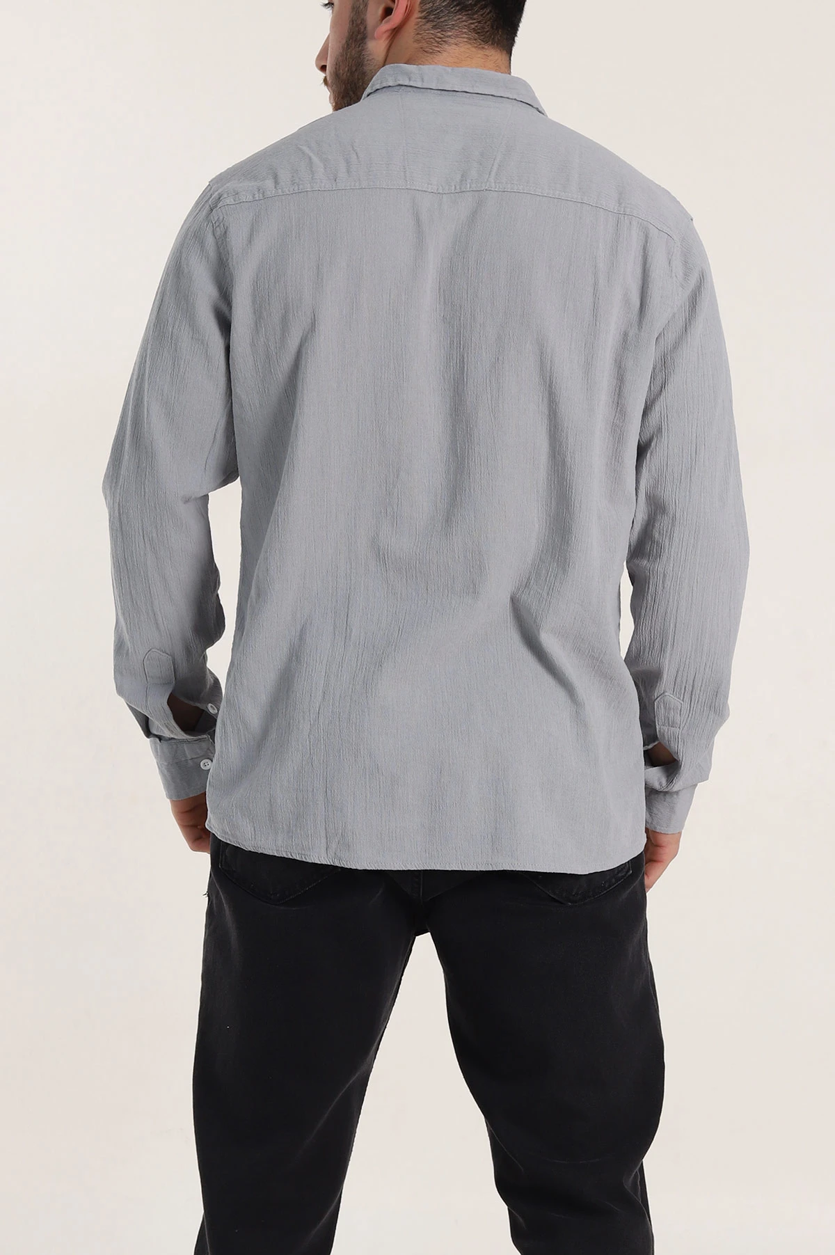 Füme Relaxed Fit Keten Ata Yaka Erkek Gömlek 339167