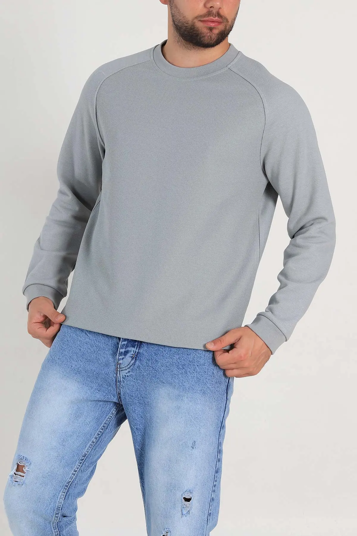 Füme Relaxed Fit Pike Kumaş Reglan Kollu Basic Sweatshirt 317689
