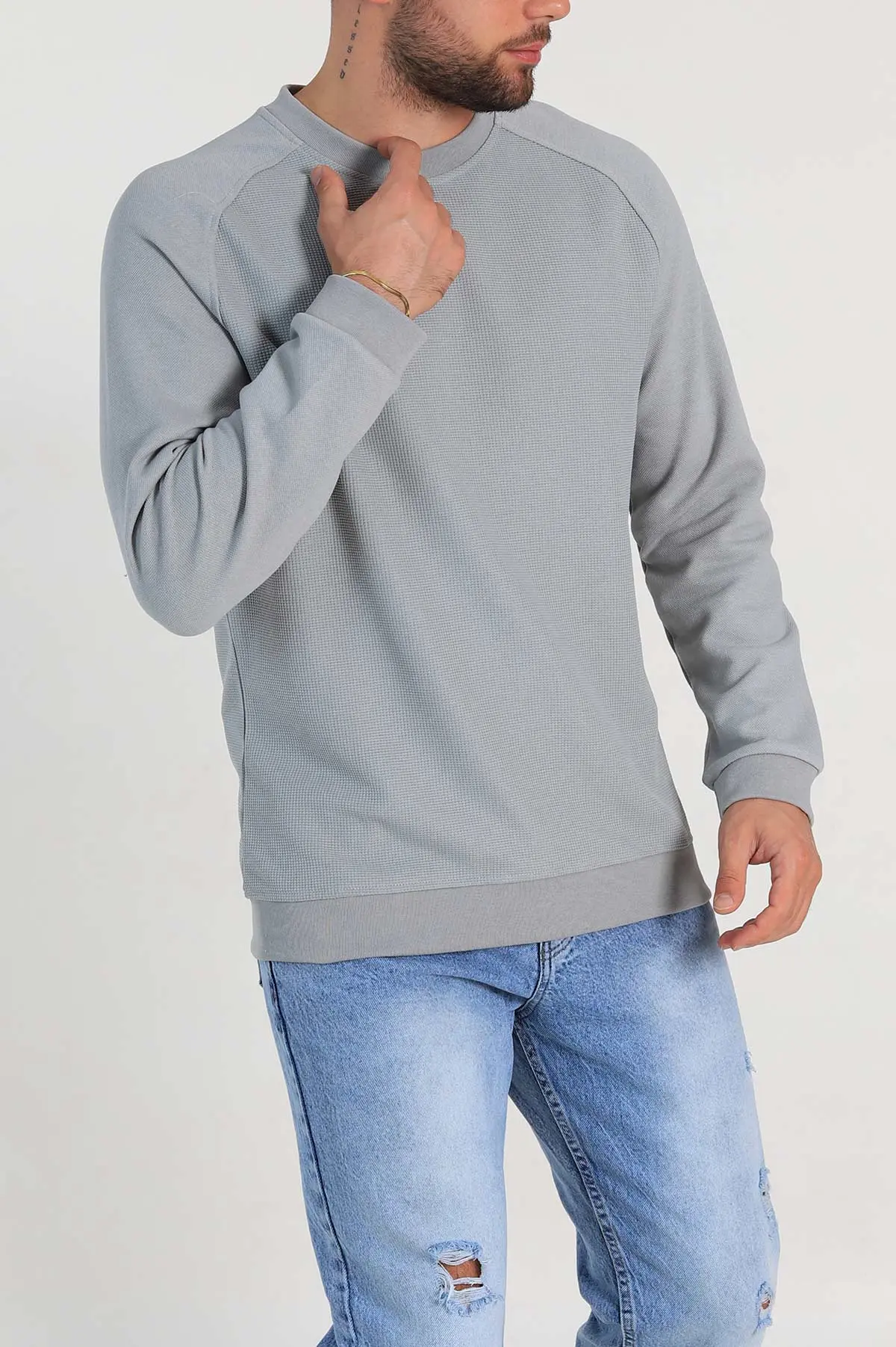 Füme Relaxed Fit Pike Kumaş Reglan Kollu Basic Sweatshirt 317689