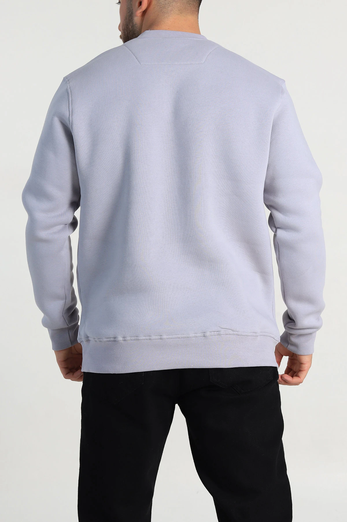 Füme Relaxed Fit Üç İp Şardonlu Kabartma Yazı Detay Erkek Sweatshirt 310411