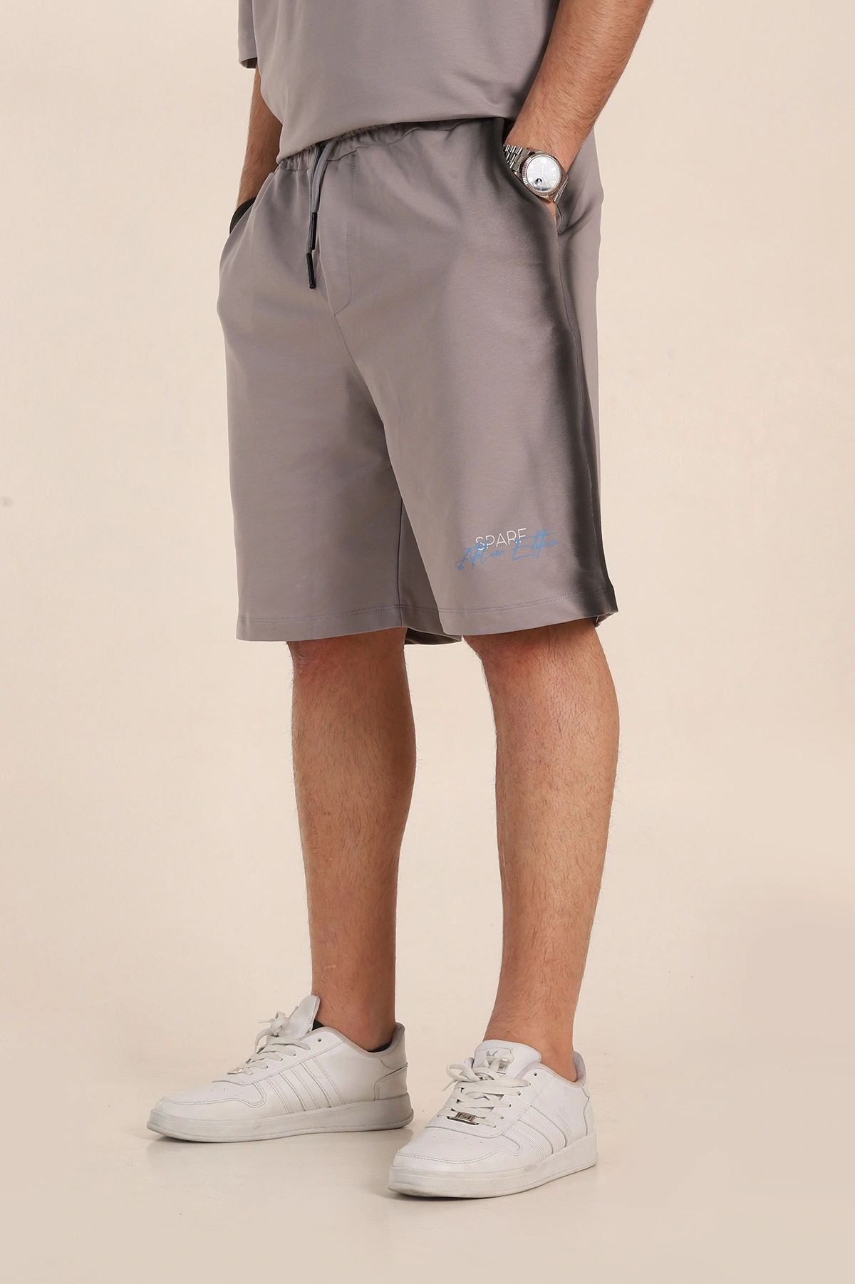 Füme Relaxed Fit Yıkamalı Yazı Detay Erkek Şort 354091