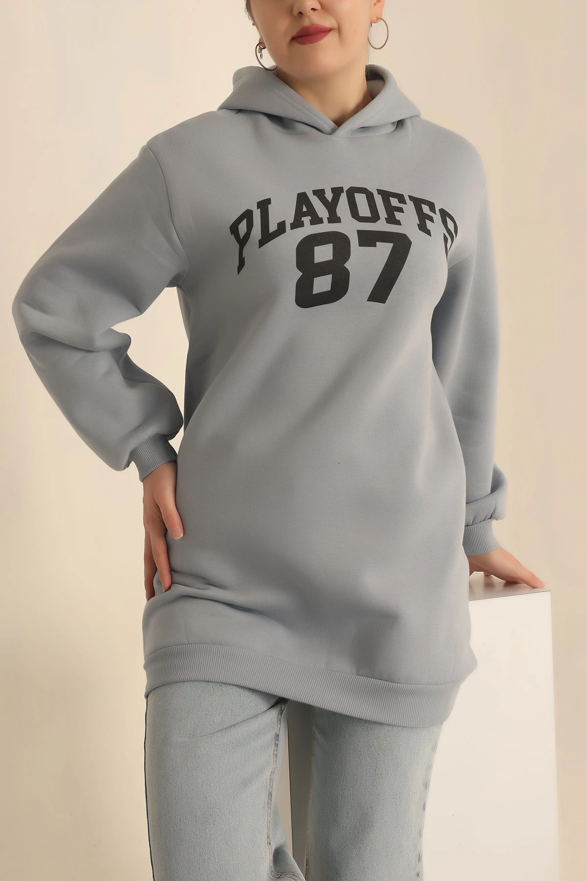 Füme Şardonlu Baskılı Sweat Tunik 229921