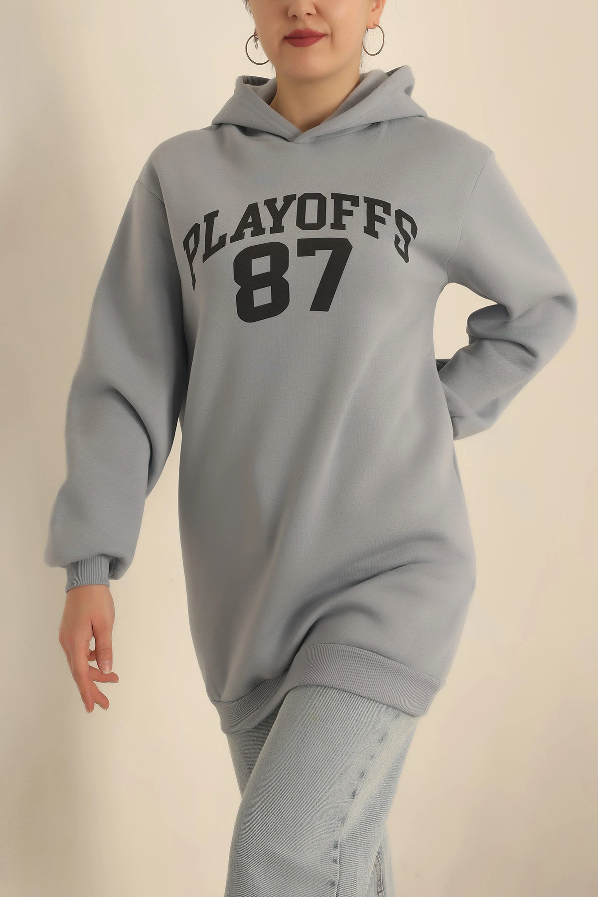 Füme Şardonlu Baskılı Sweat Tunik 229921