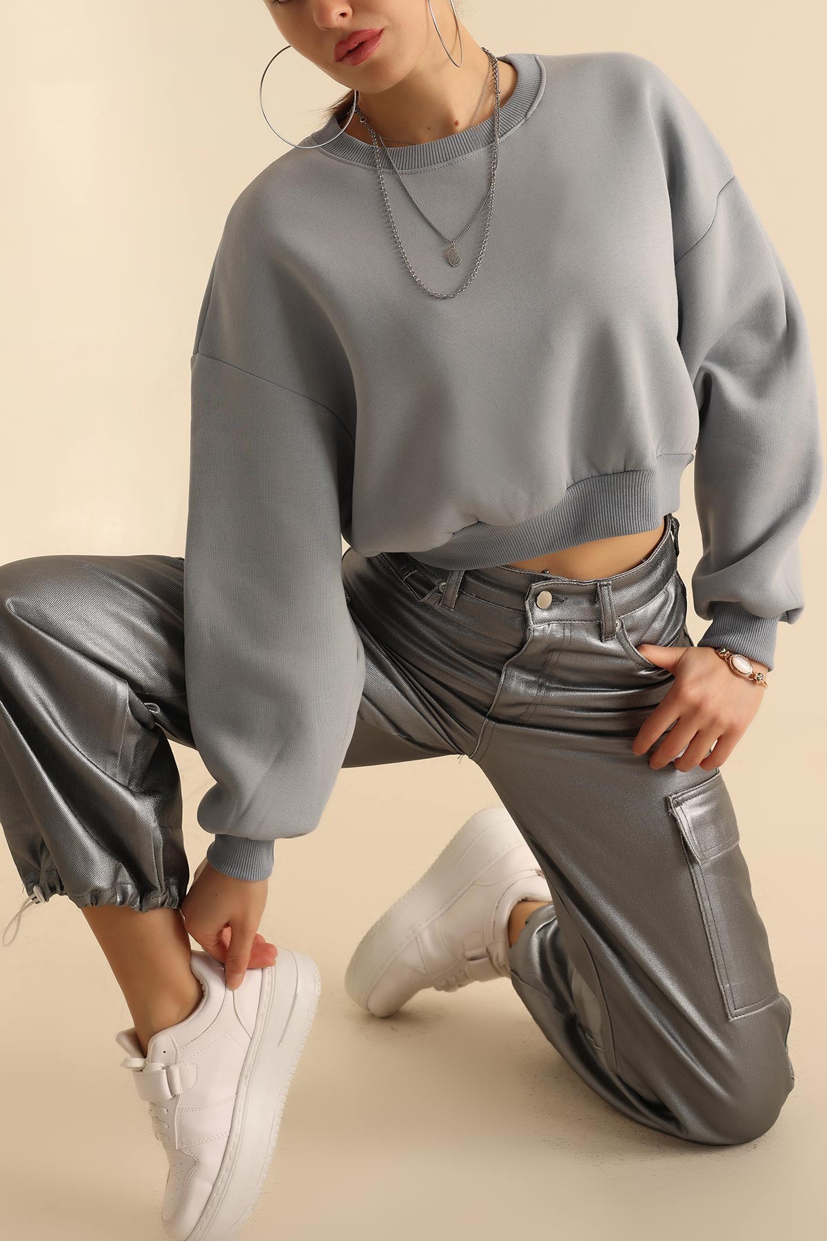 Füme Şardonlu Bayan Sweat 215112