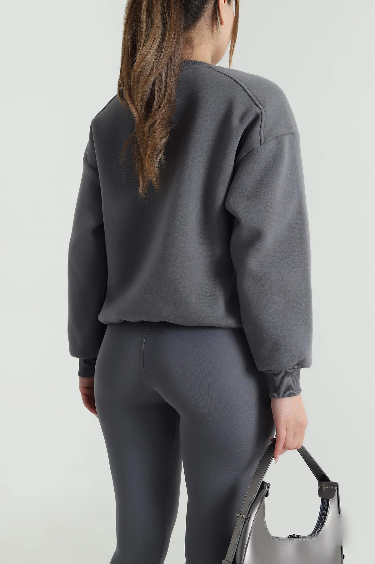 Füme Şardonlu Üç İp Kadın Sweat 485104
