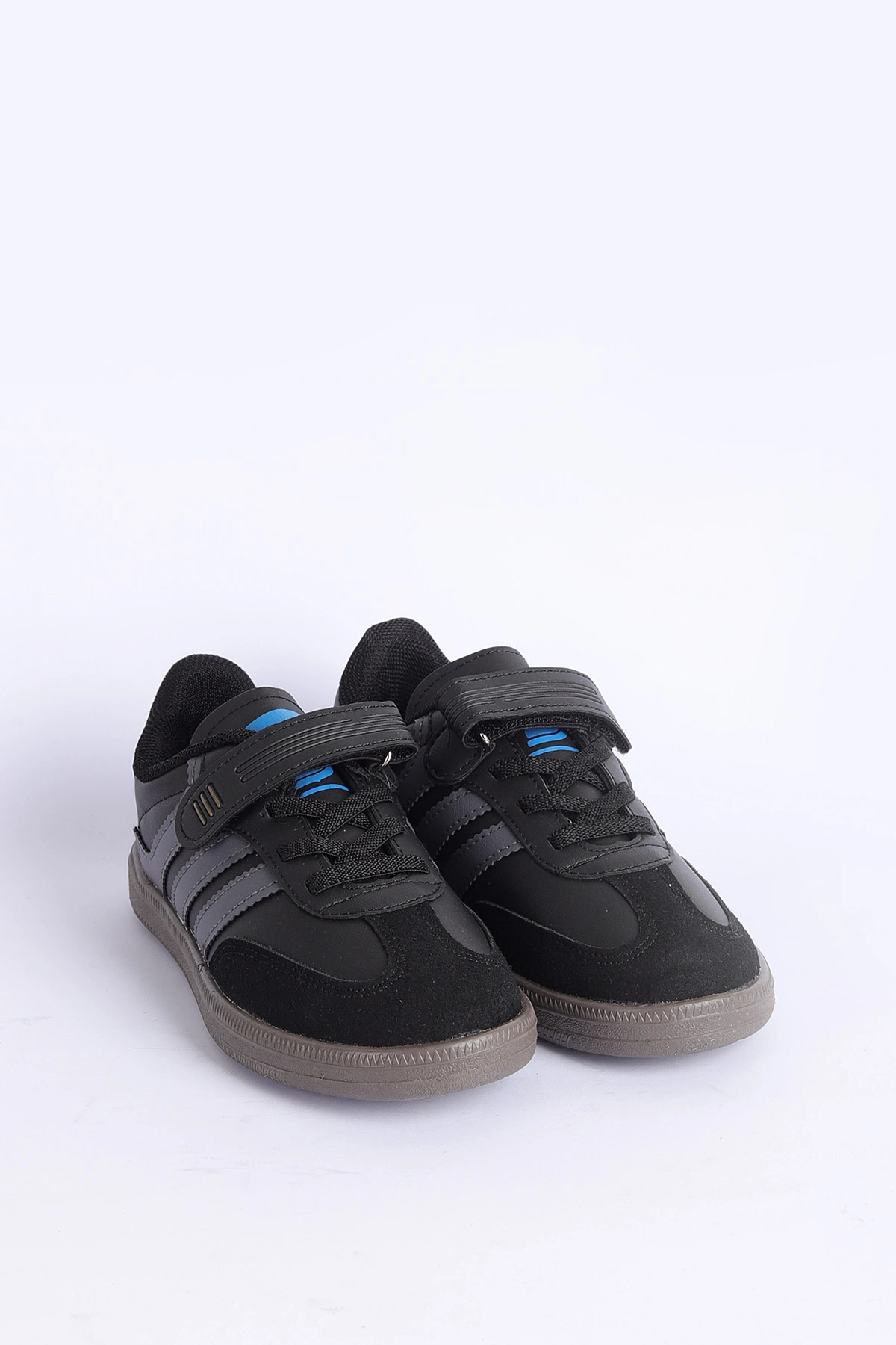 Füme Siyah (31-35 Filet ) Yan Şeritli Ön Kısım Süet Cırtlı Çocuk Spor Ayakkabı 309179