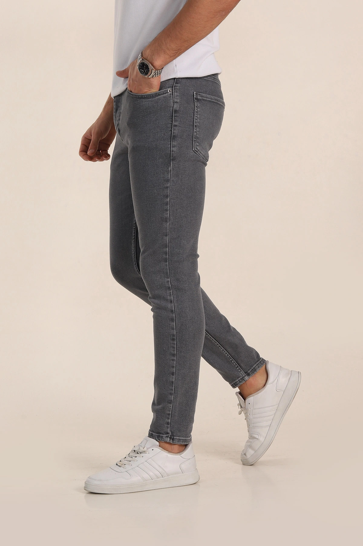 Füme Skinny Fit Yıkamalı Taşlama Detaylı Erkek Kot Pantolon 354417