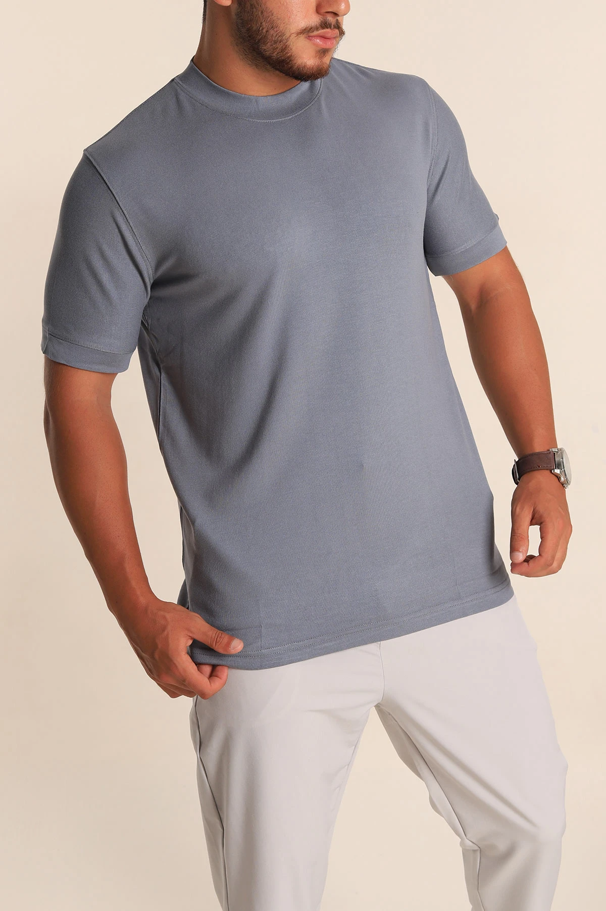 Füme Slim Fit Basic Likralı Erkek Tişört 268493