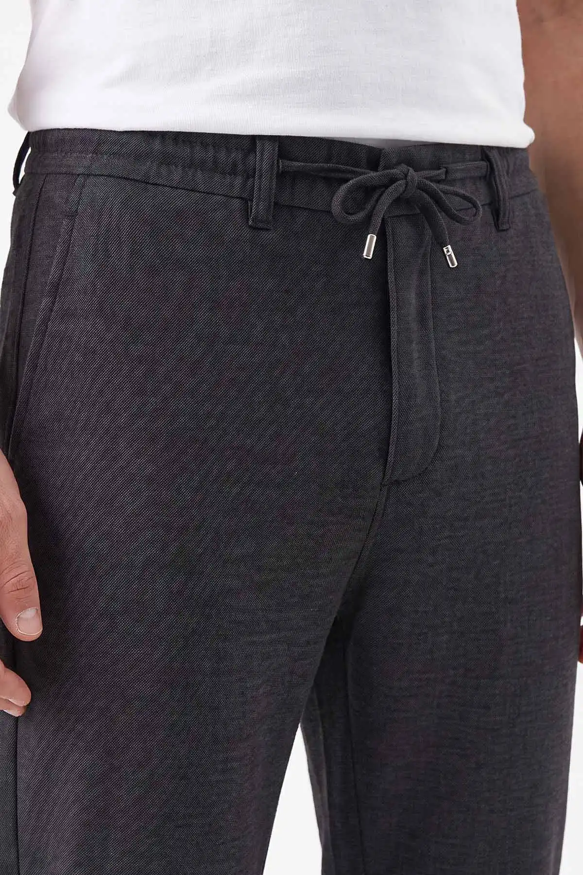 Füme Slim Fit Belden Bağlamalı Erkek Pantolon 493150
