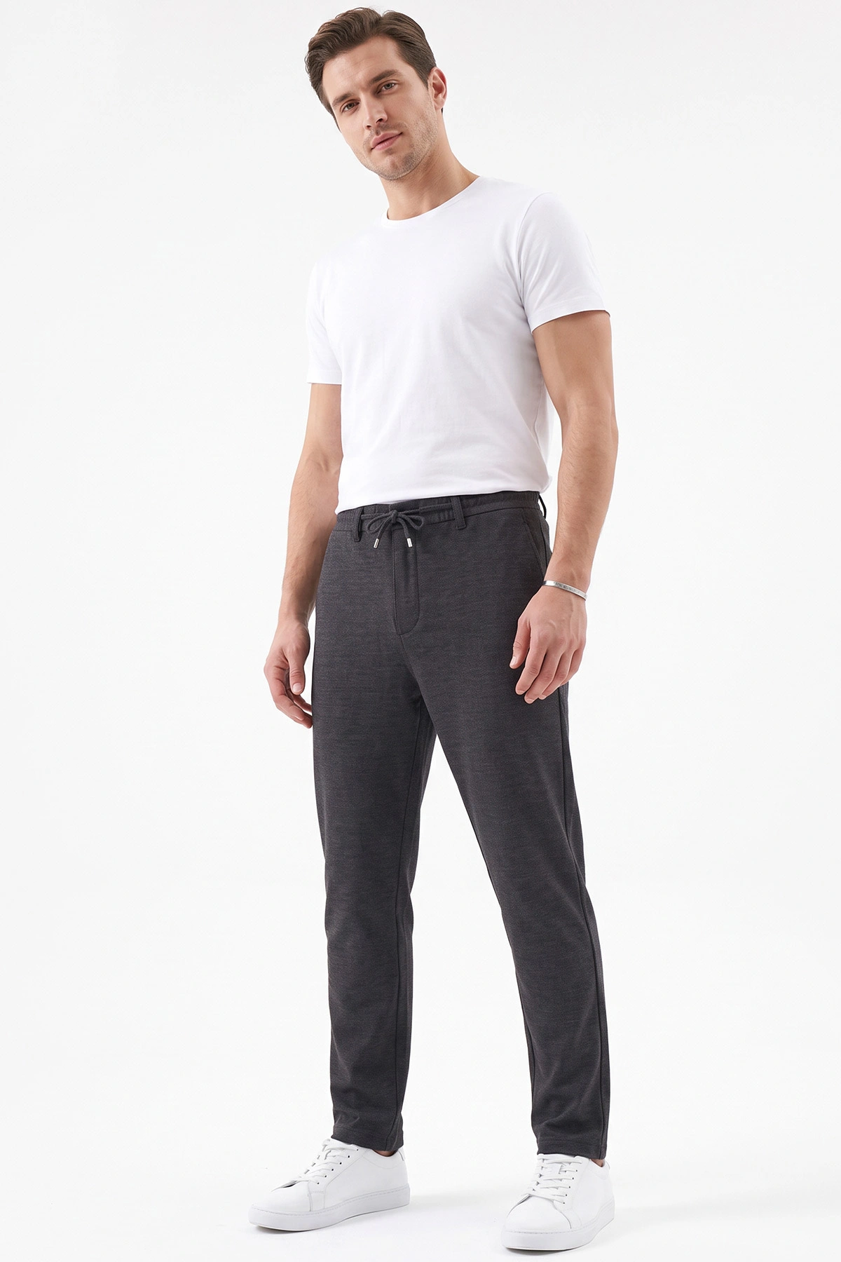 Füme Slim Fit Belden Bağlamalı Erkek Pantolon 493150