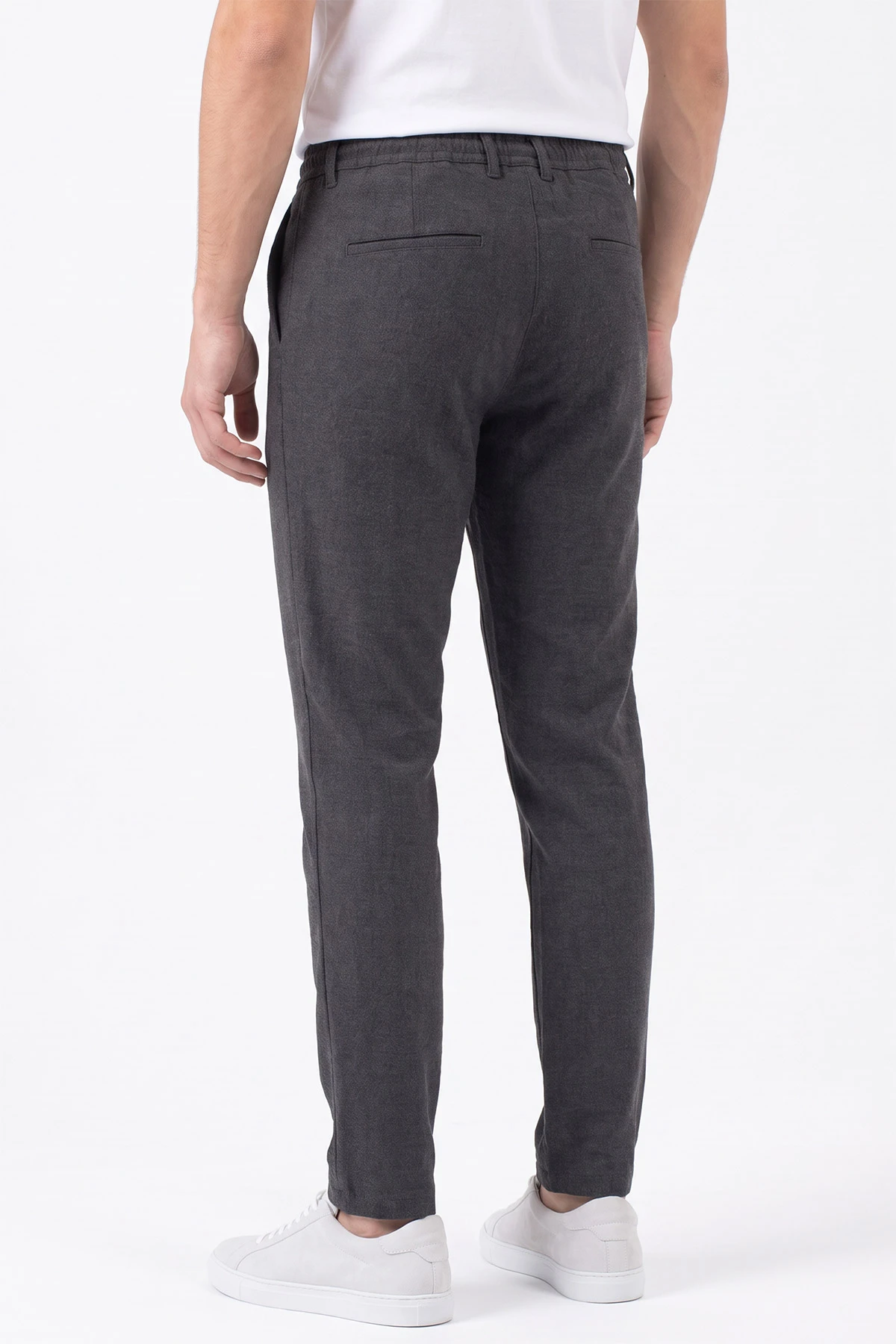 Füme Slim Fit Belden Bağlamalı Erkek Pantolon 493199