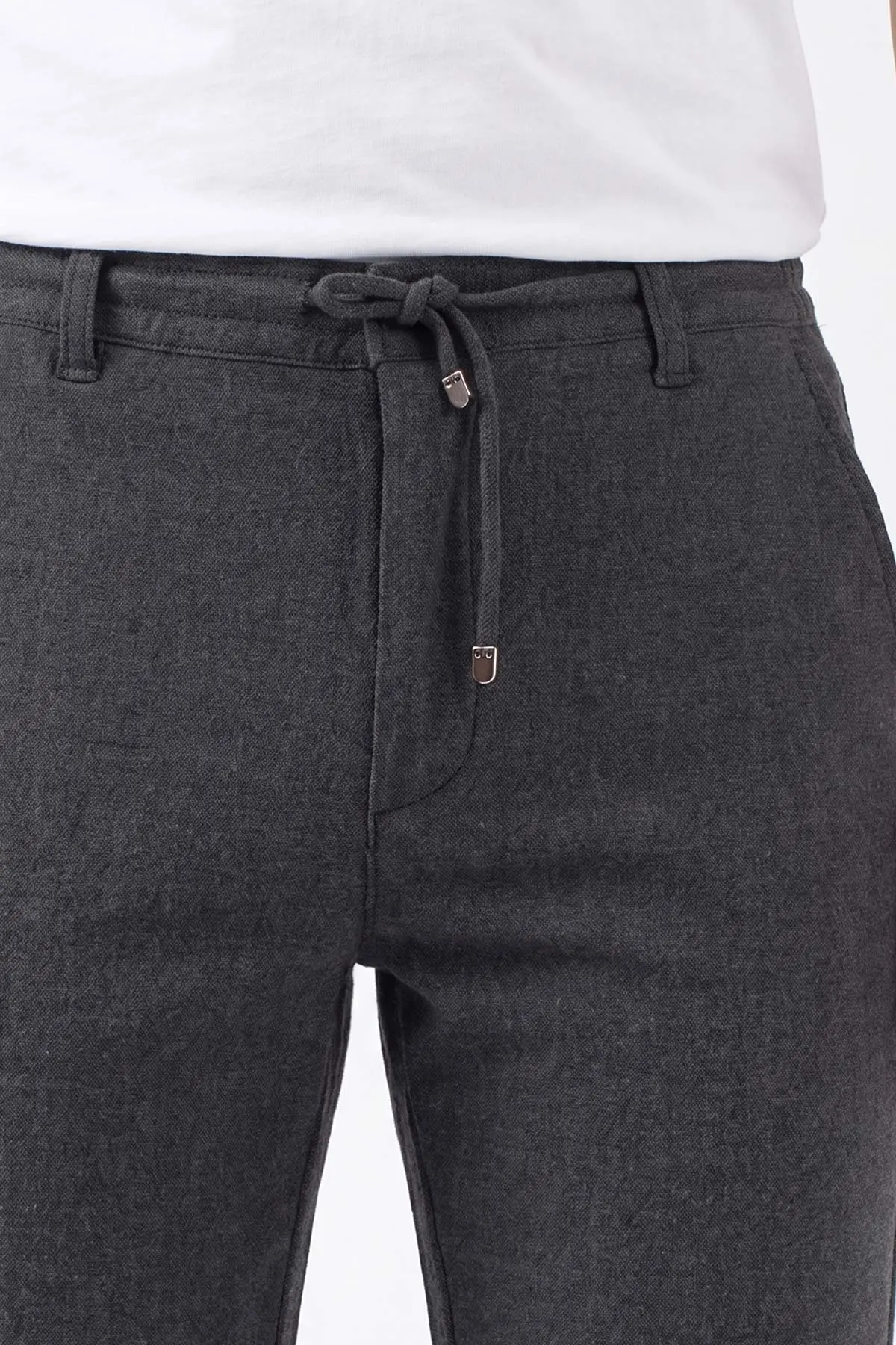 Füme Slim Fit Belden Bağlamalı Erkek Pantolon 493199