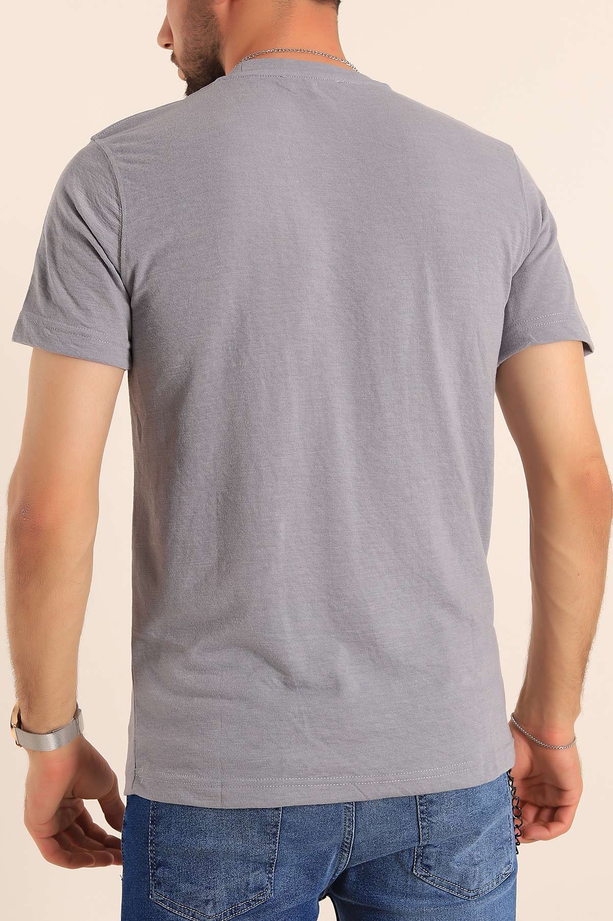 Füme Slim Fit Dikiş Detay Erkek Tişört 190158