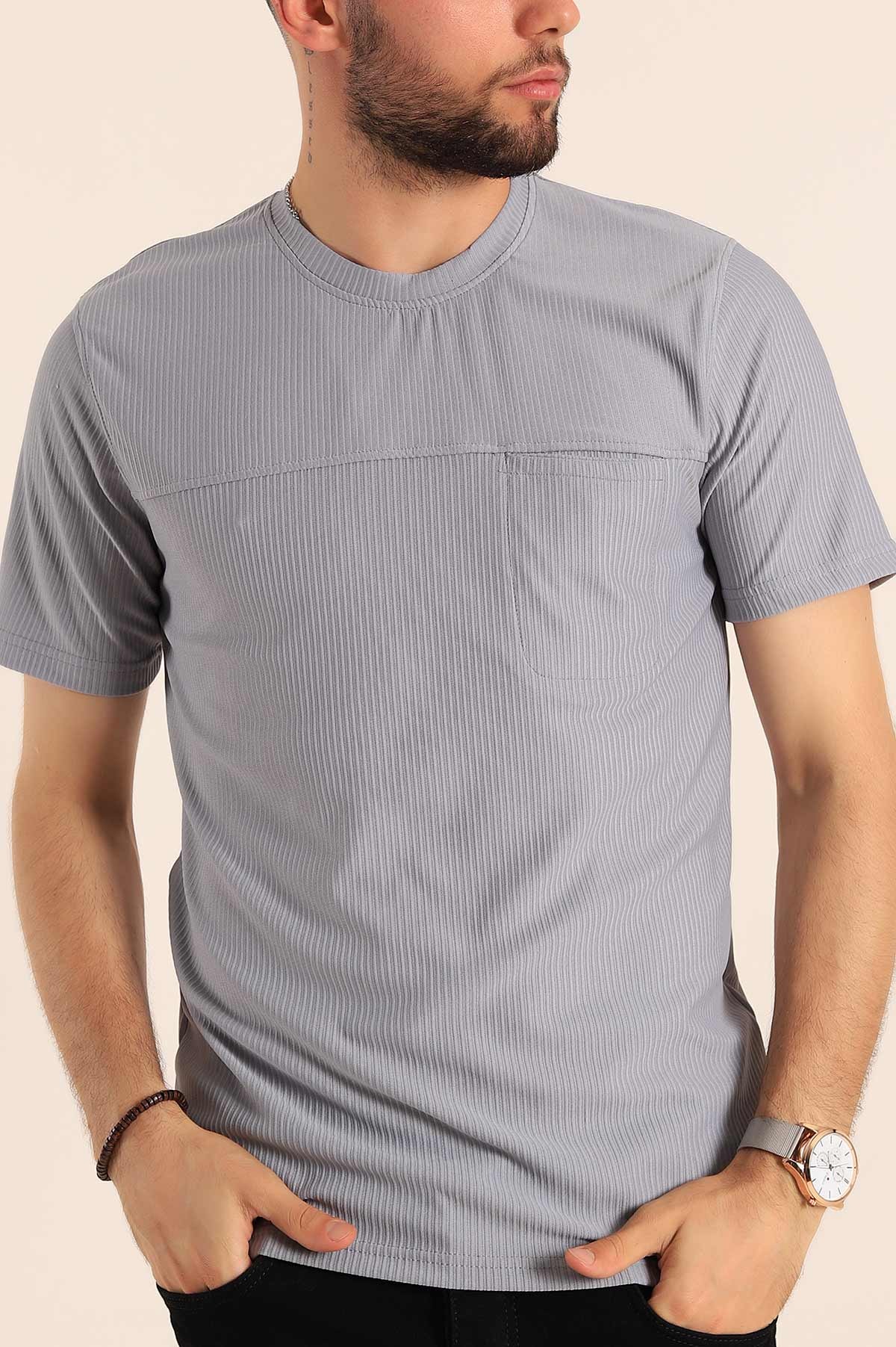 Füme Slim Fit Fitilli Doku Cepli Erkek Tişört 190188