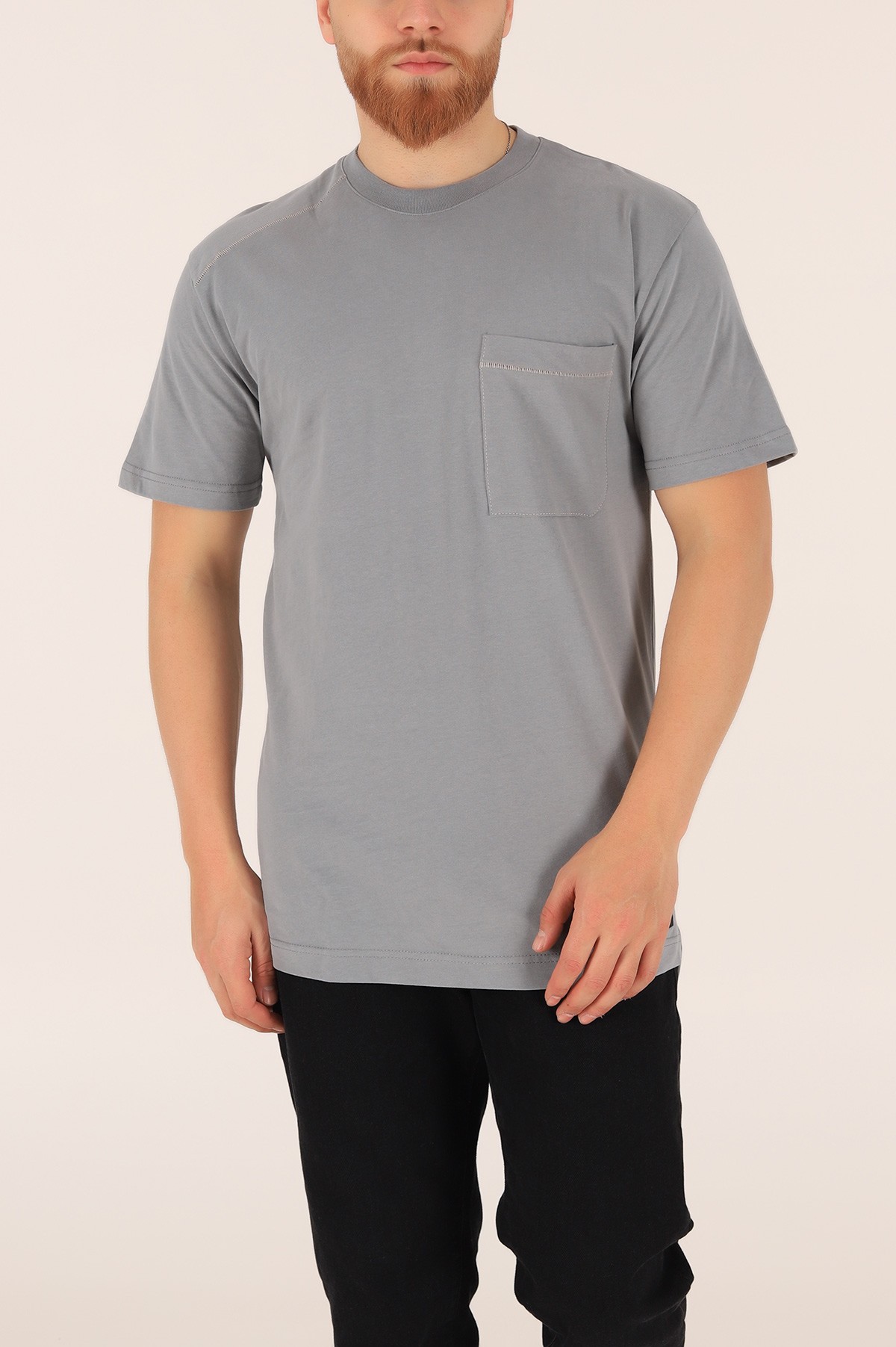 Füme Tek Cep Oversize Erkek Tişört 163382