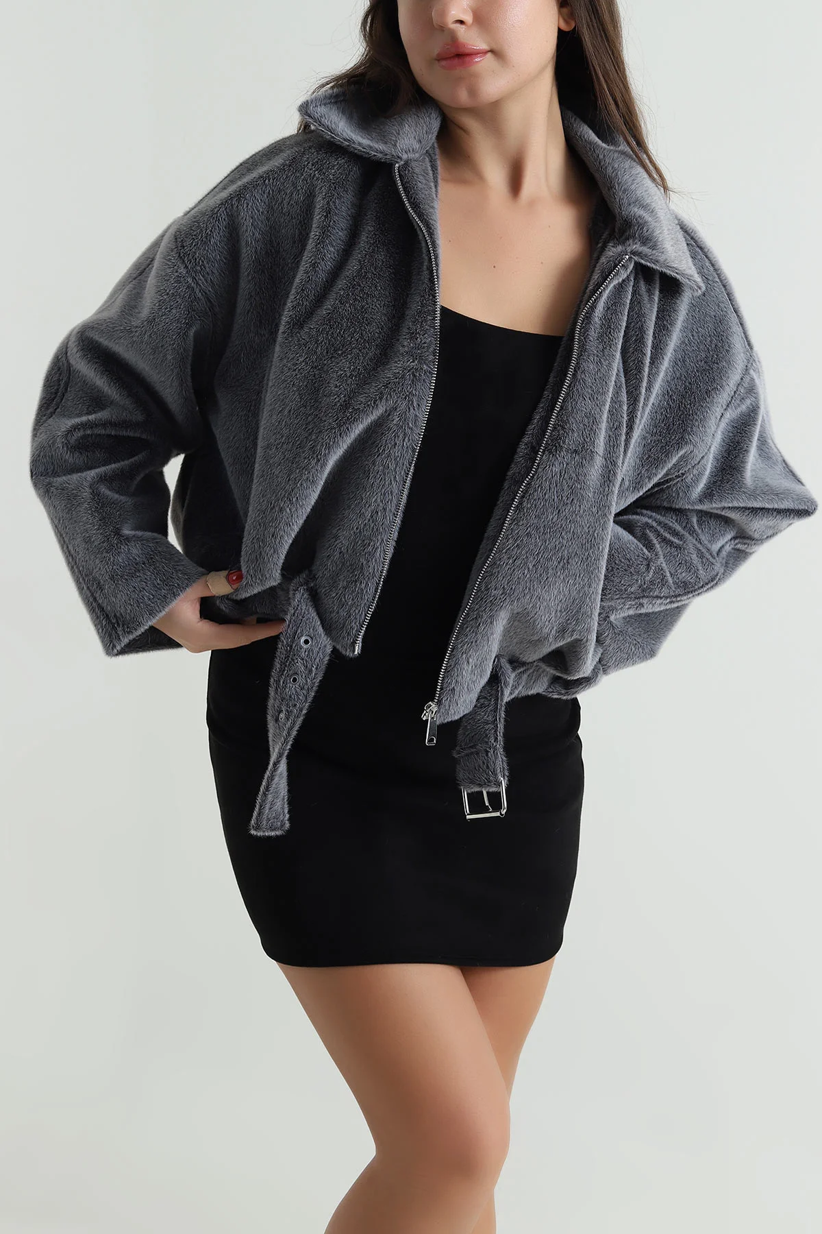 Füme Tokalı Kadın Fox Bomber Mont 496601