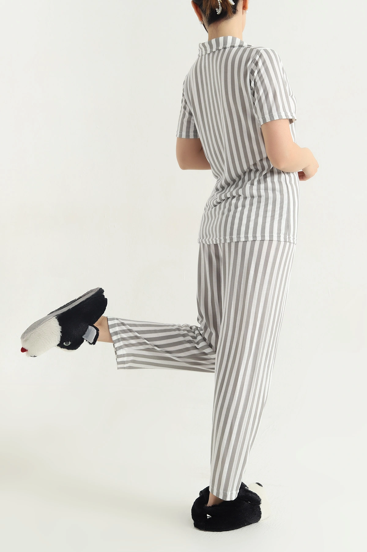 Füme Viskon Düğmeli Kadın Pijama Takımı 341730