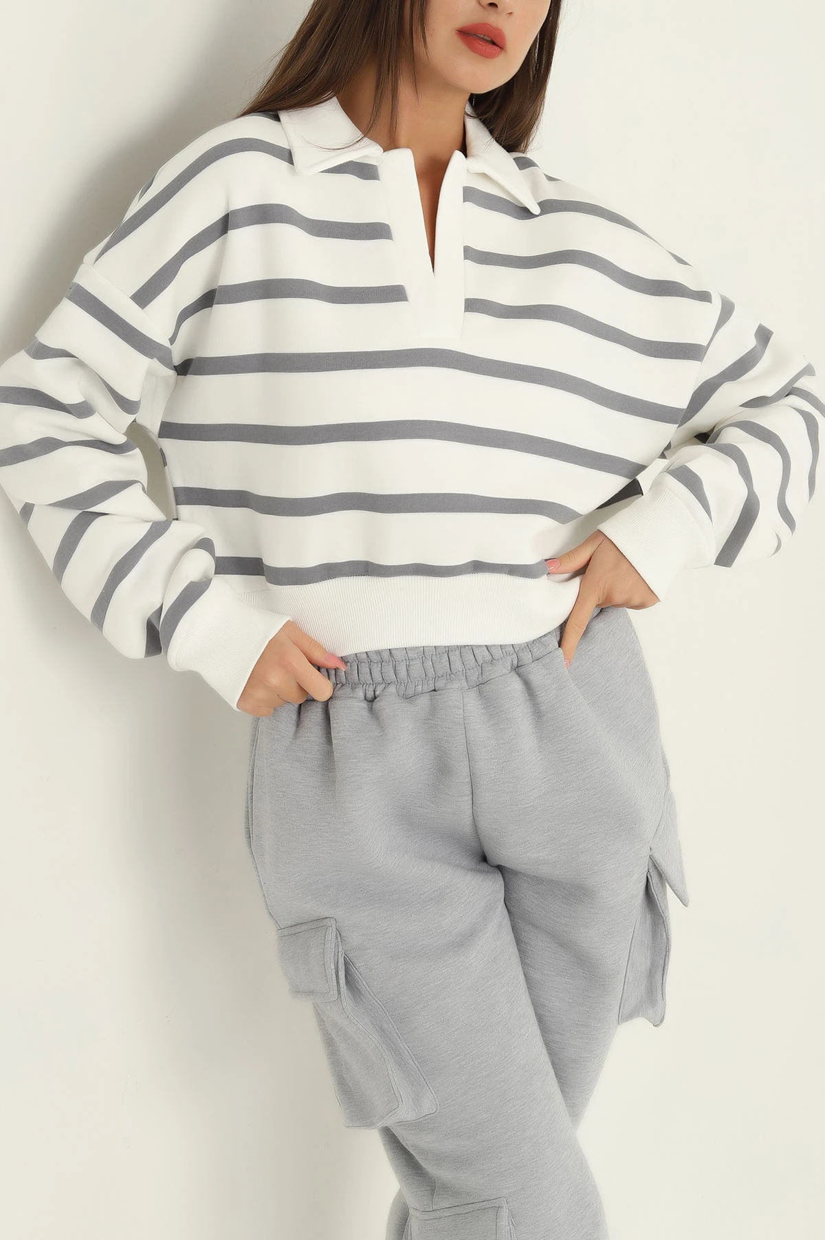 Füme Yakalı İçi Şardonlu Sweat 300665