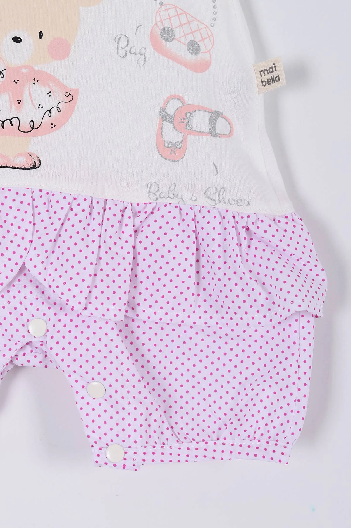 Fuşya (0-12 Ay) Sevimli Ayıcık  Baskılı Kız Bebek Tulum 263896
