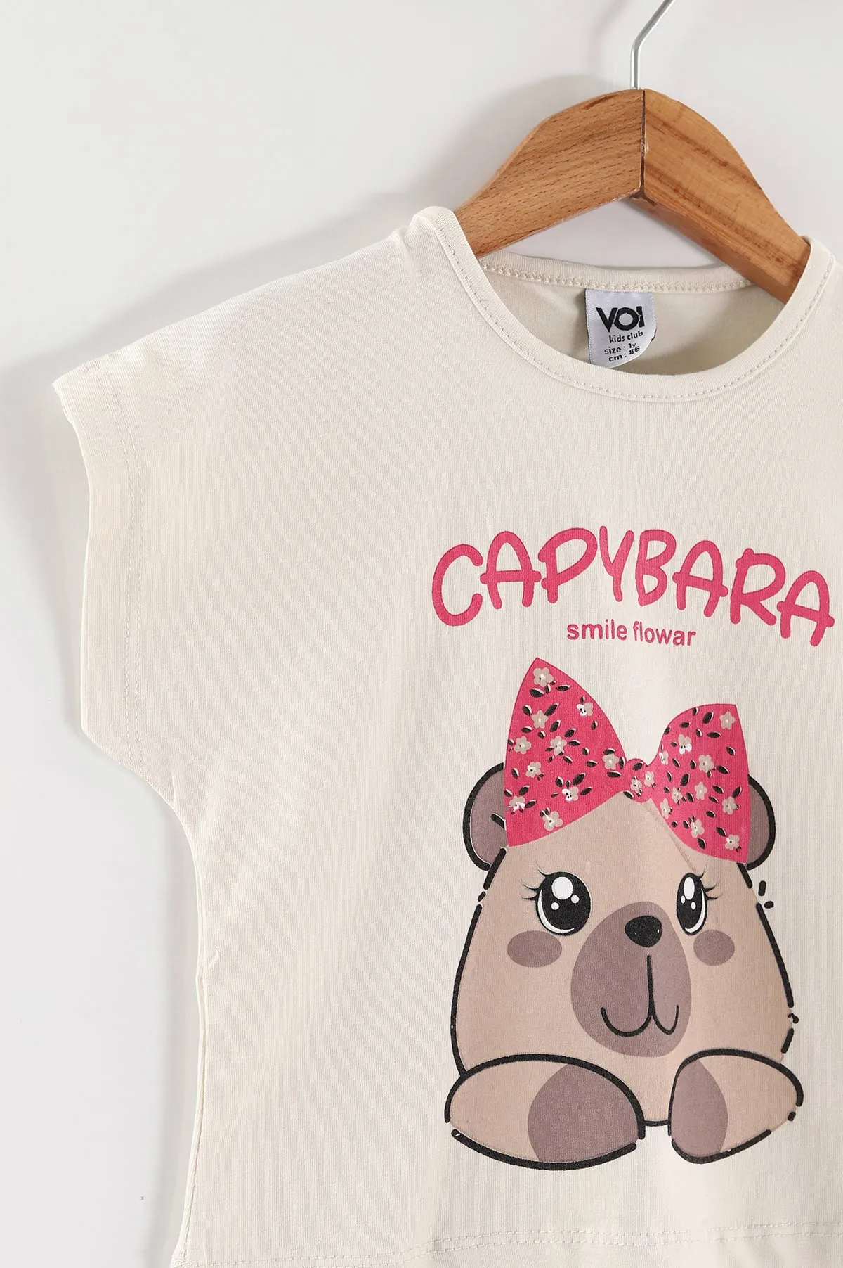 Fuşya (0-4 Yaş) Capybara Baskılı Tişörtlü Şortlu Süprem Kız Çocuk Yazlık Takım 461130