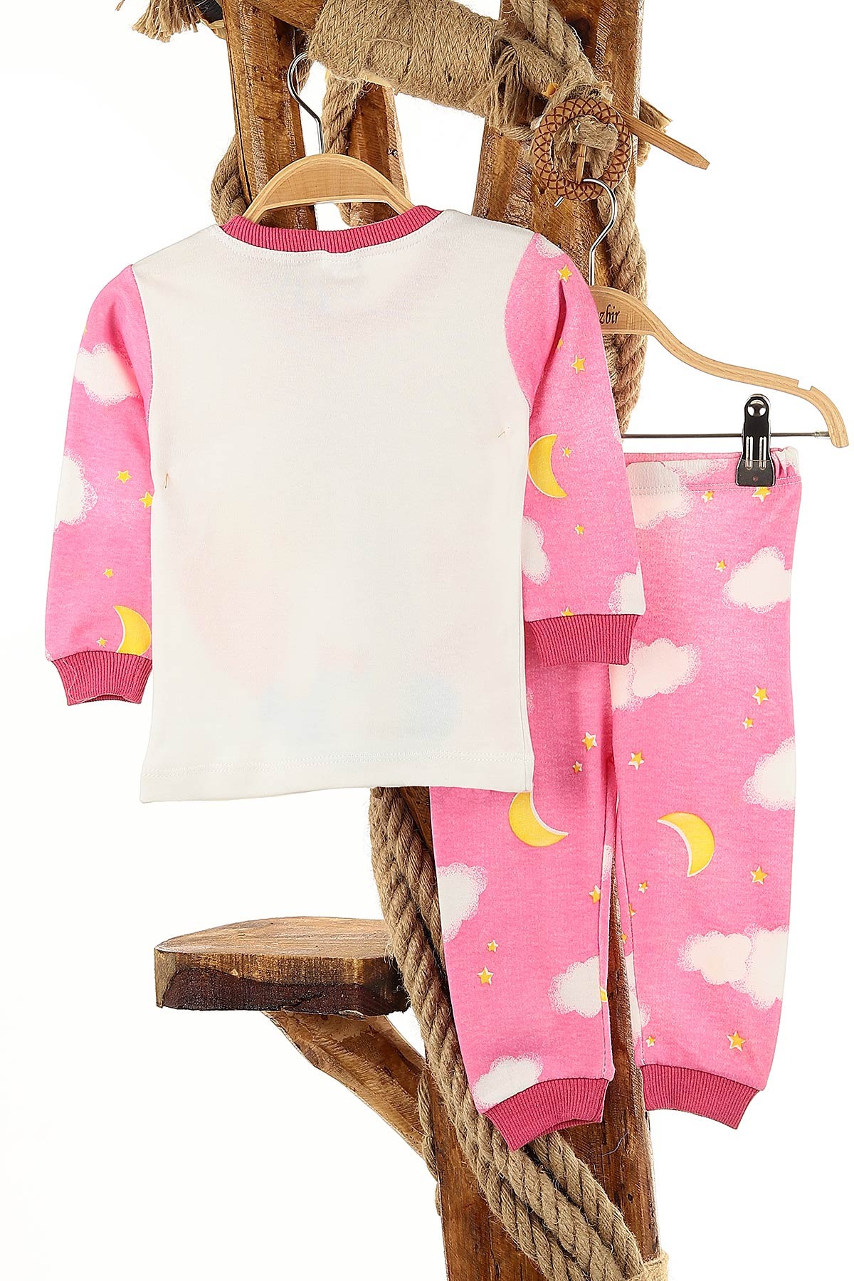 Fuşya (1-3 Yaş) Bulutlu Kuzu Baskılı Kız Çocuk Pijama Takım 145158