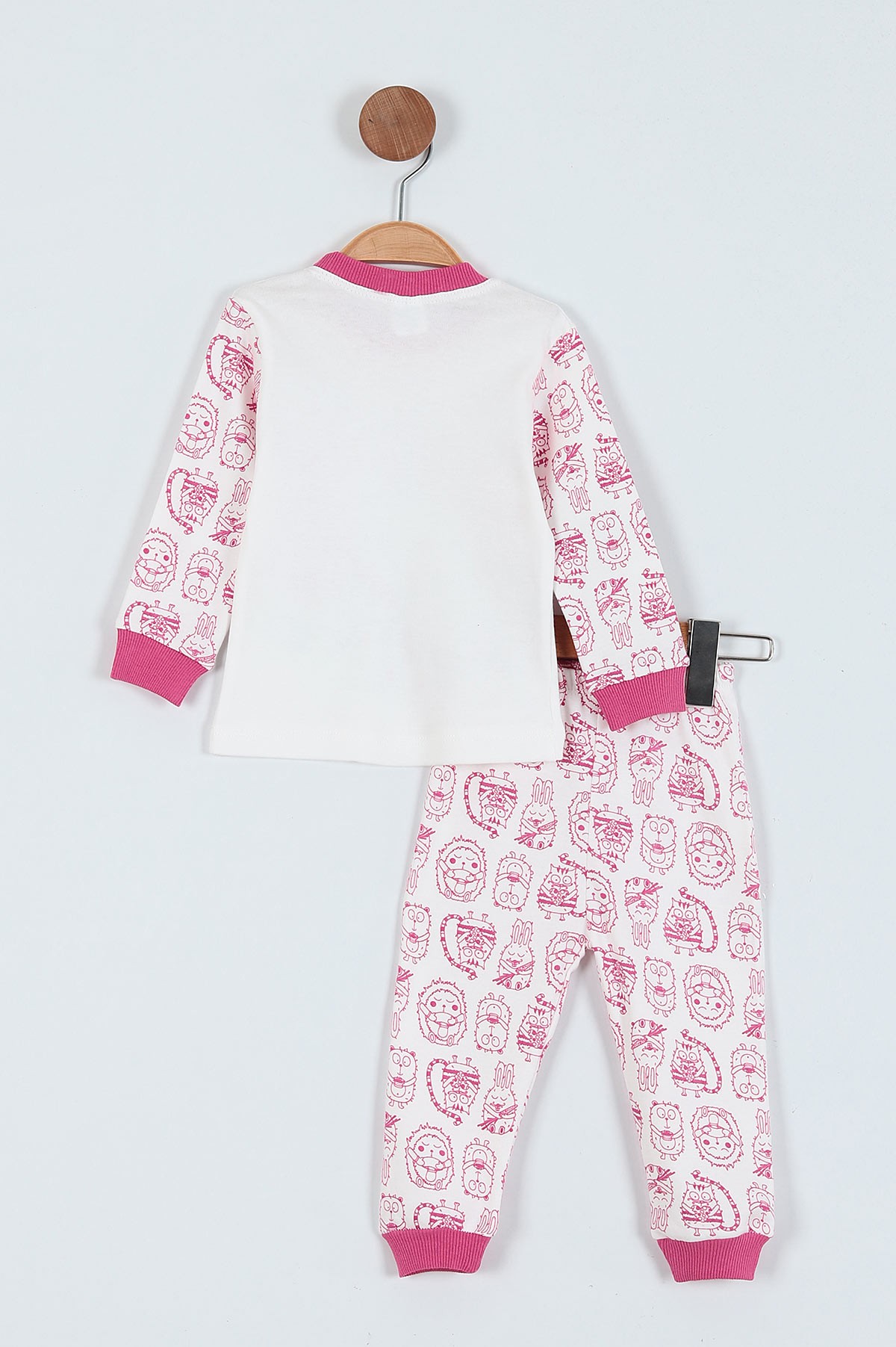 Fuşya (1-3 Yaş) Tavşan Baskılı Kız Çocuk Pijama Takım 219644