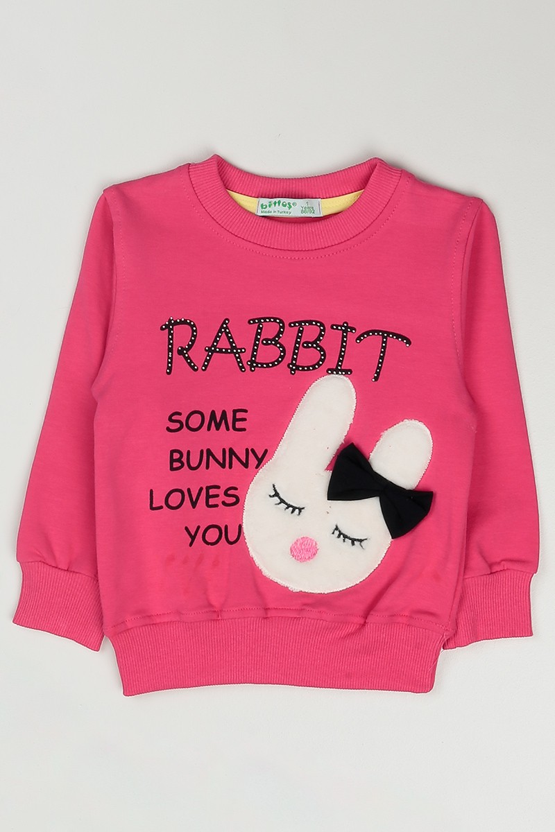 Fuşya (1-4 Yaş) Rabbit Baskılı Kız Çocuk Sweatshirt 86097