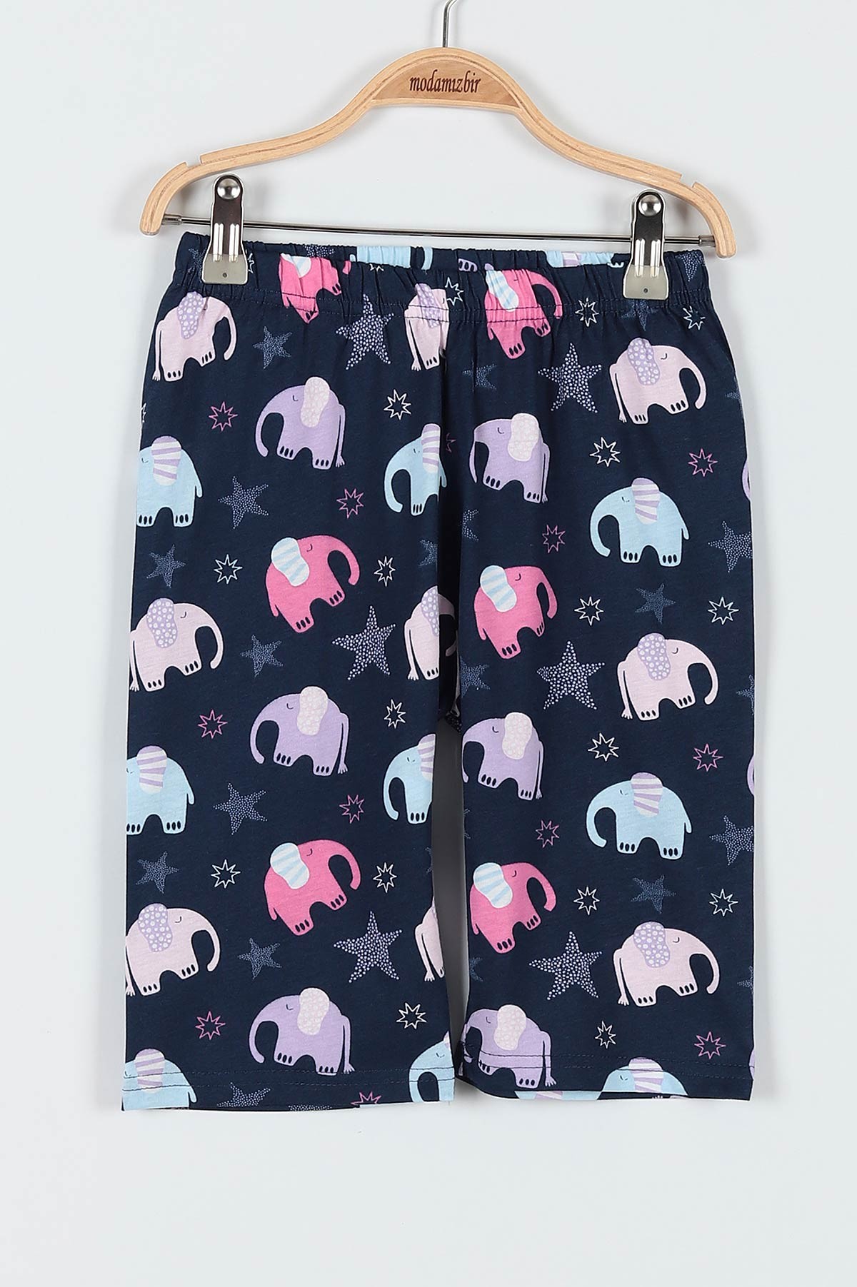 Fuşya (10-12 Yaş) Yıldız Fil Baskılı Kaprili KIz Çocuk Pijama Takımı 182042
