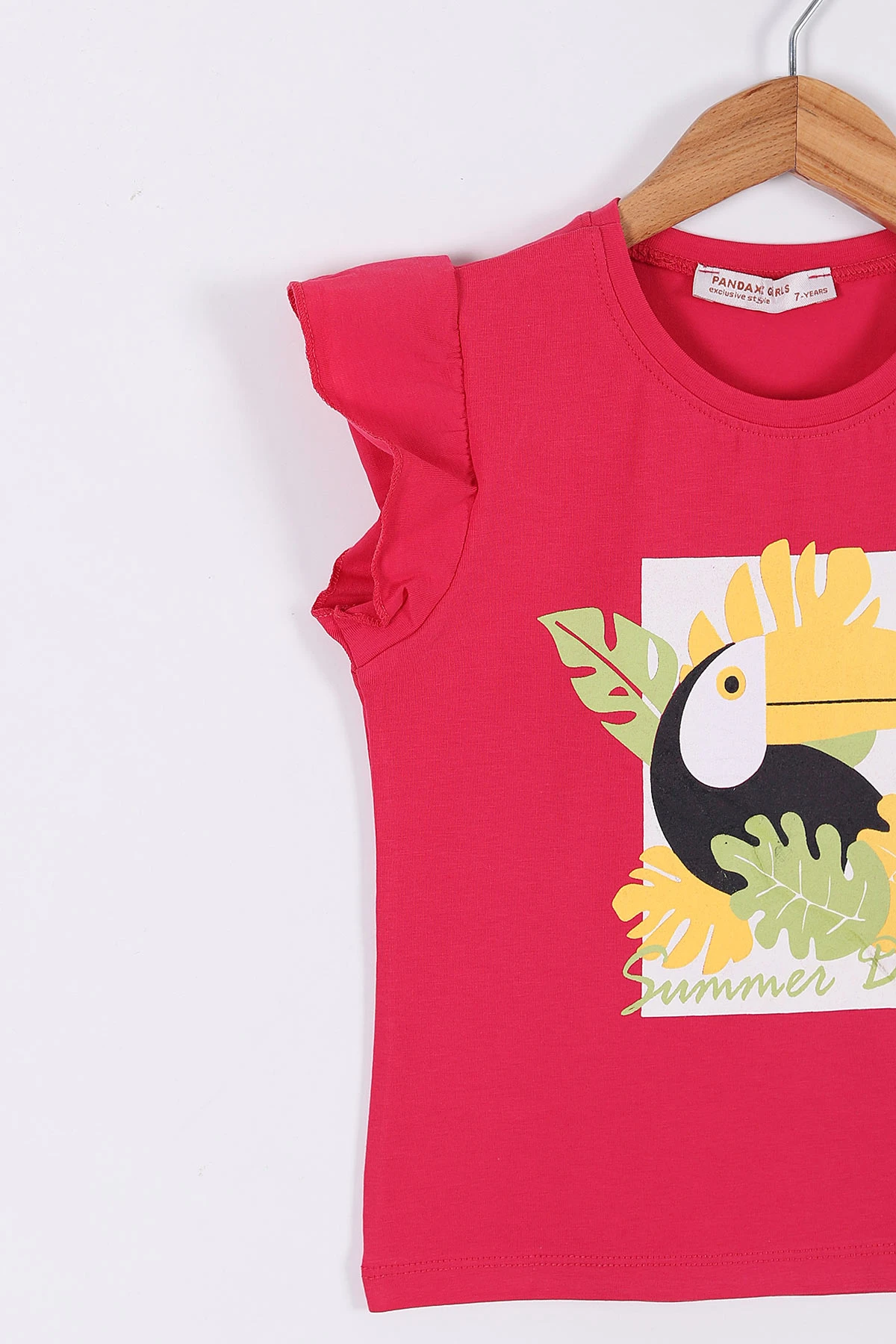 Fuşya (11-14 Yaş) Çiçekli Viskon Şortlu Kız Çocuk Takım 277044