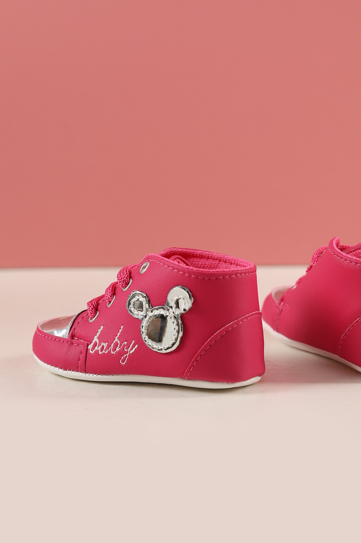 Fuşya (18-19 Pappa) Baby Nakışlı Aynalı İlk Adım Kız Bebe Ayakkabısı 215415