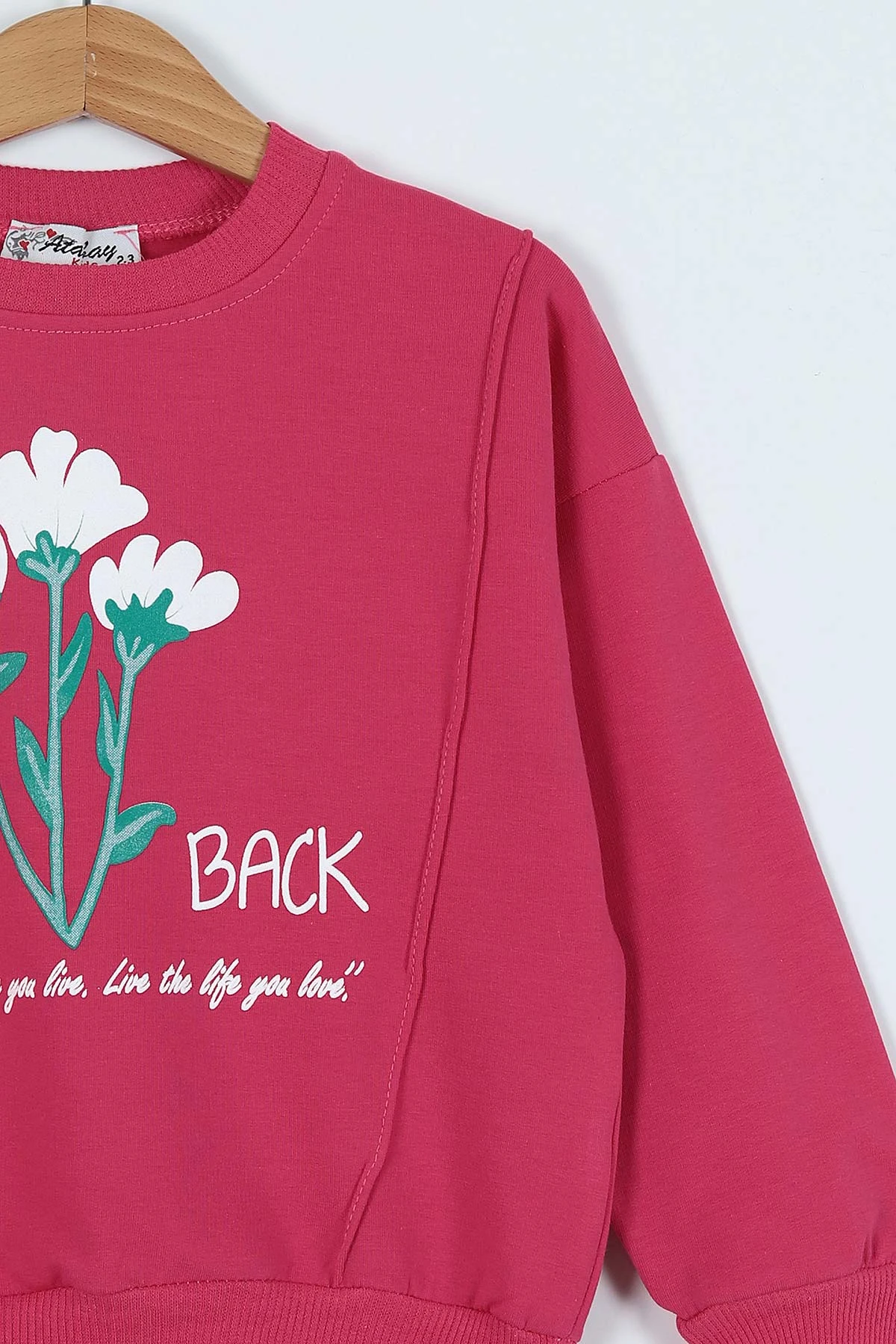 Fuşya (2-6 Yaş)  Çicek Baskılı Kız Çocuk Sweatshirt 236267