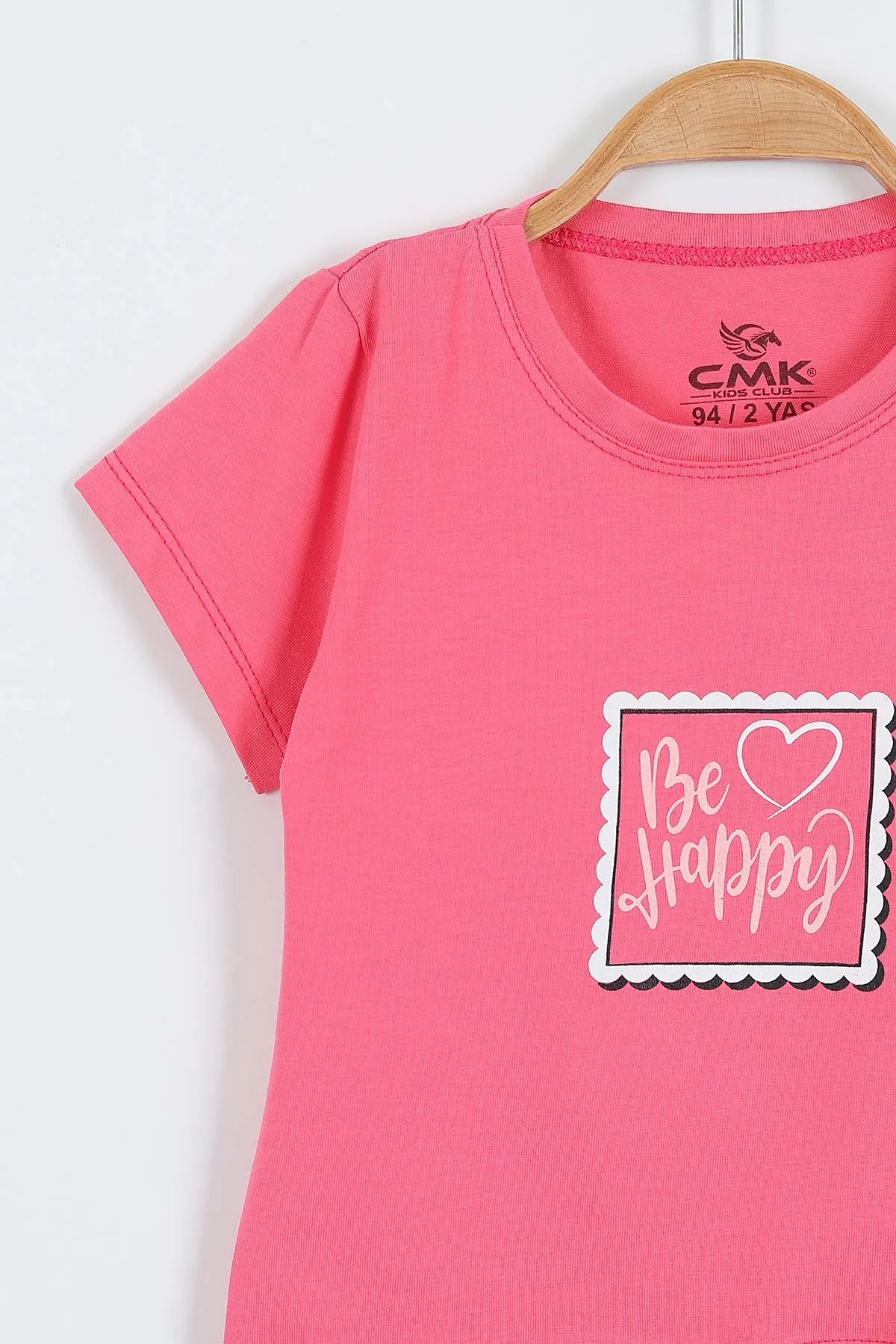 Fuşya (2-9 Yaş)  Be Happy Baskılı Şortlu Kız Çocuk Yazlık Takım 354243
