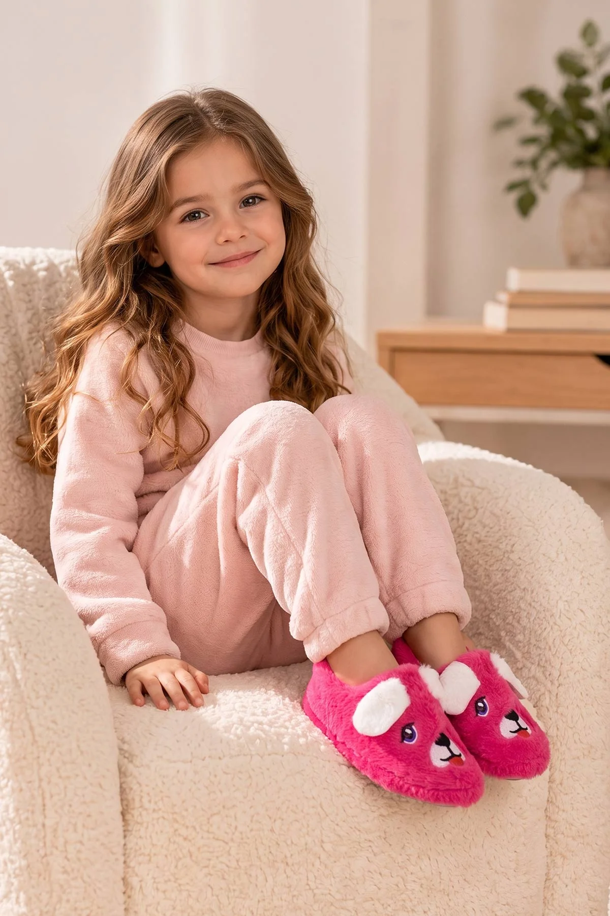 Fuşya ( 27 - 32 )Peluş Figürlü Kız Çocuk Panduf 495362