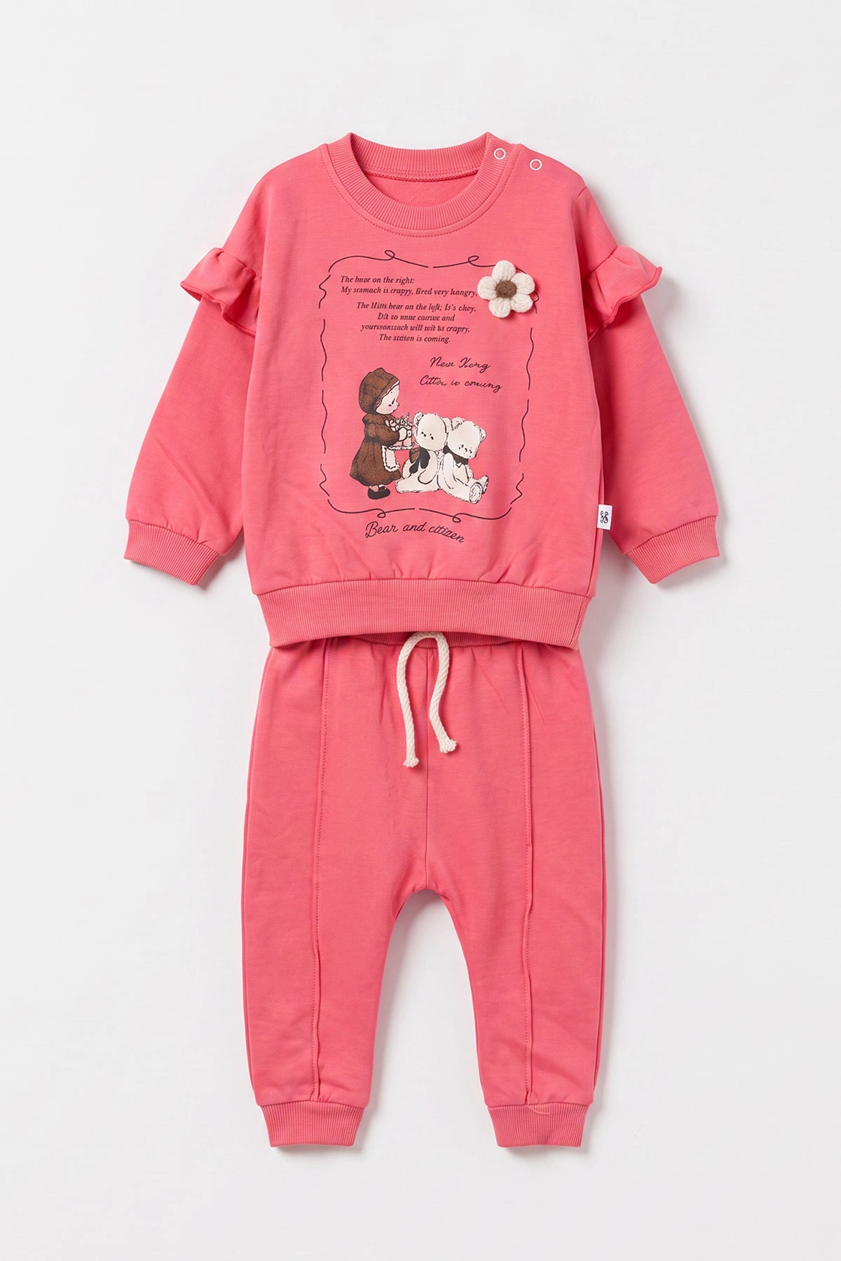 Fuşya (3-24 Ay) Baskılı Alt Çimalı Kız Bebek Takım 480585