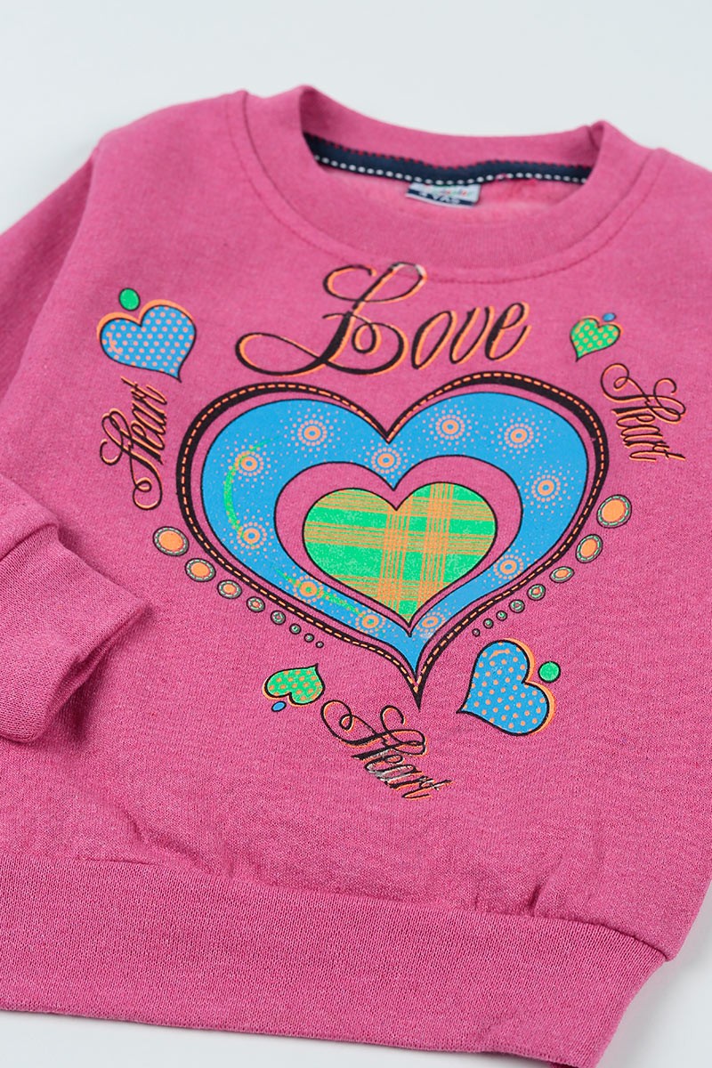 Fuşya (3-7 Yaş) Love Baskılı Kız Çocuk Sweatshirt 92595
