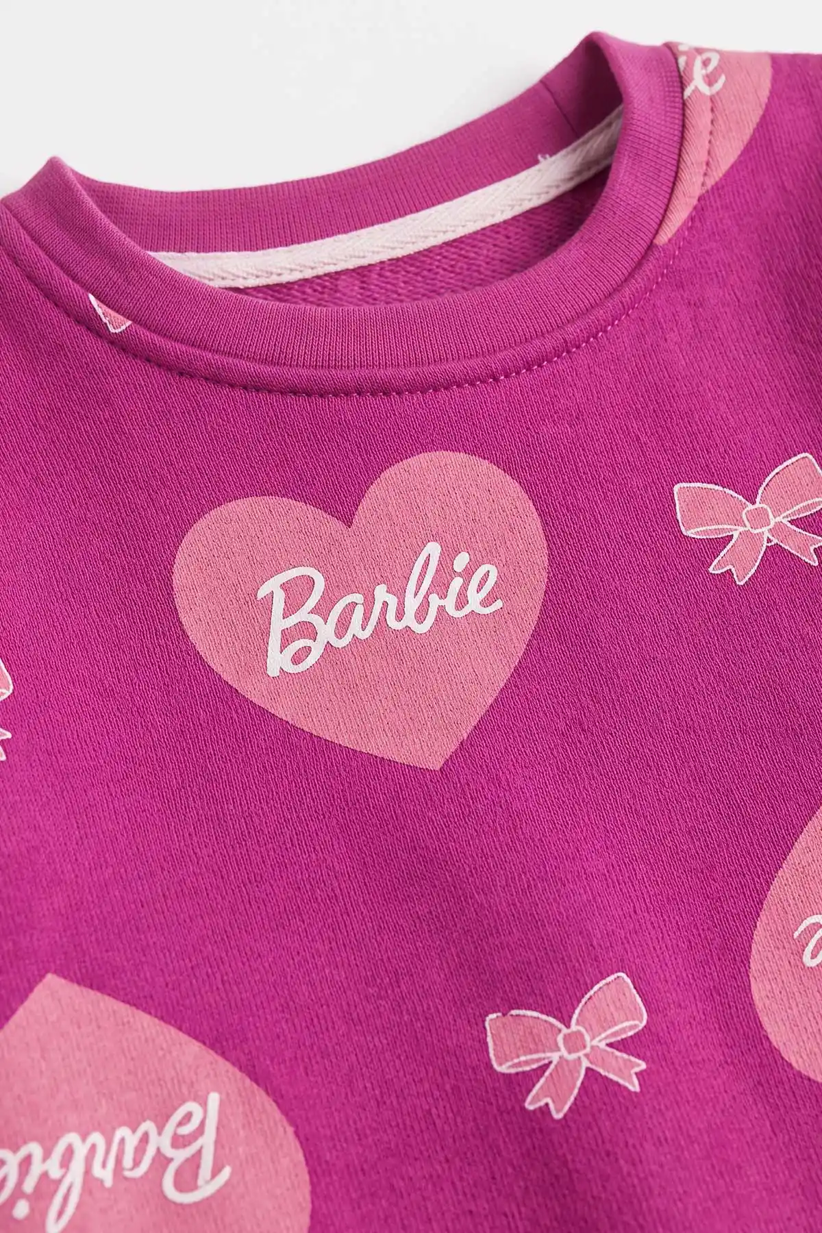 Fuşya (3-8 Yaş)Barbie Baskılı 3 İp Şardonlu Kız Çocuk Takım 486345