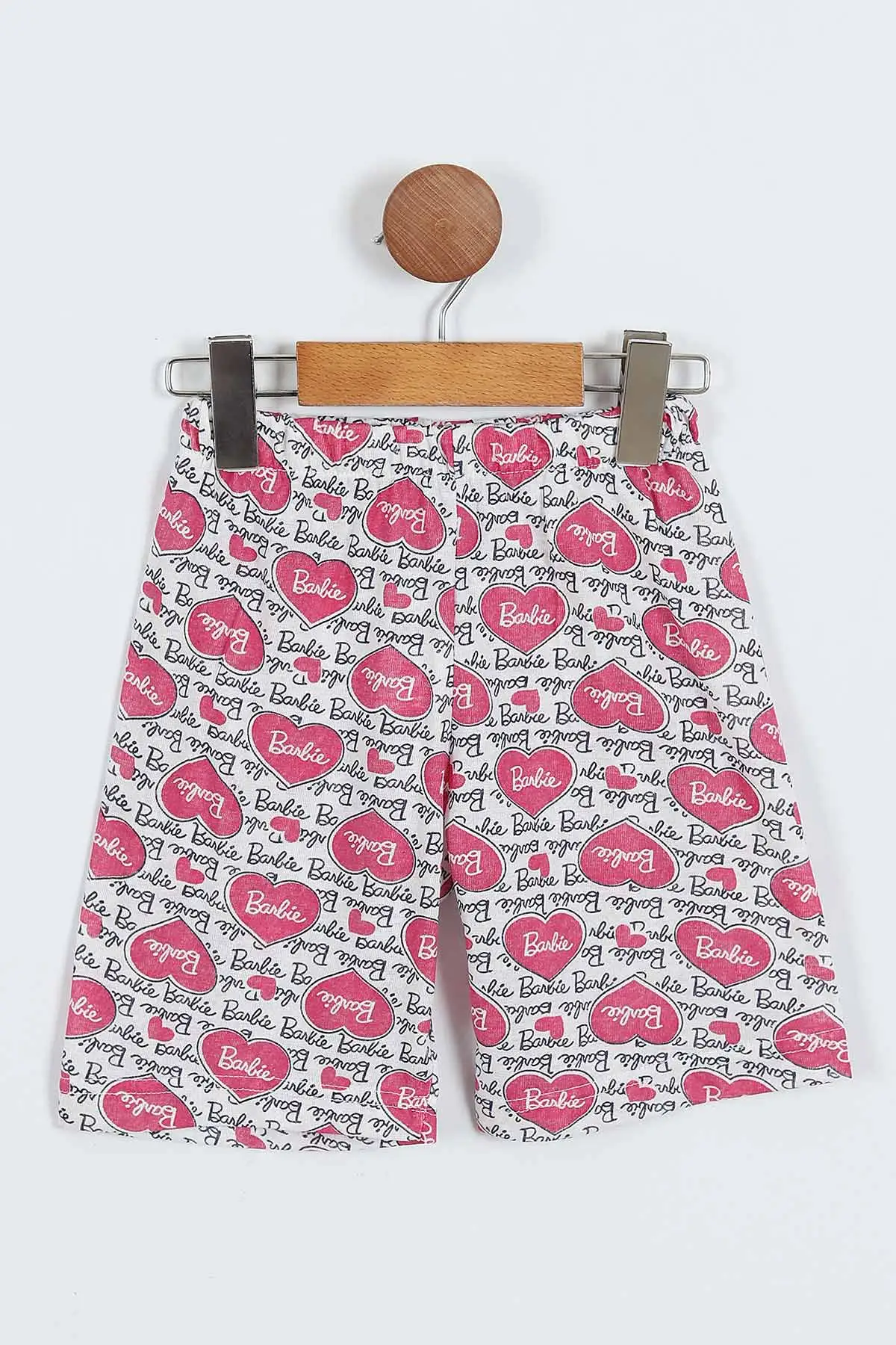 Fuşya (4-12 Yaş) Kalpli Yazı Desenli Kısa Kol ve Şortlu Yazlık Kız Çocuk Pijama Takım 341029