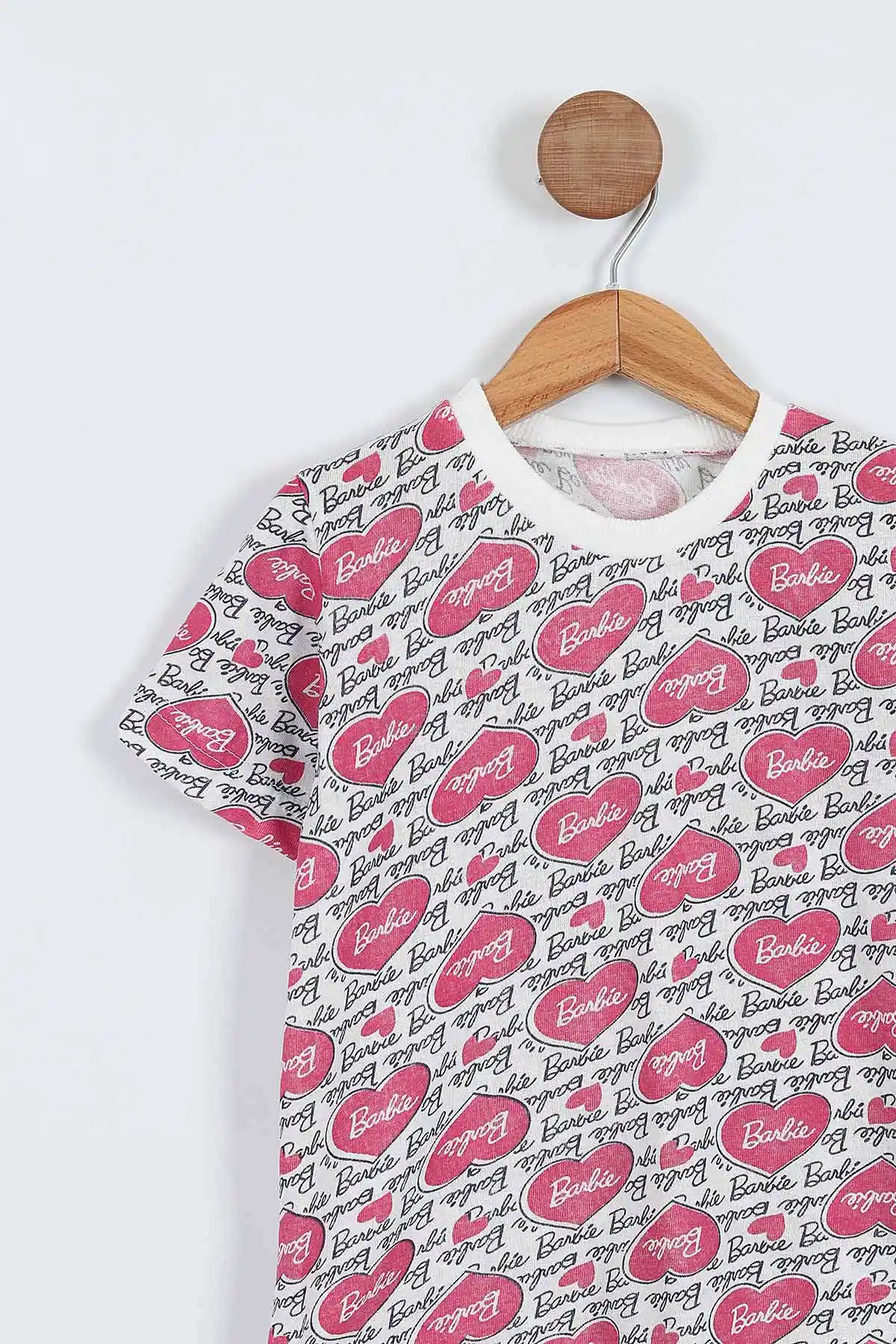 Fuşya (4-12 Yaş) Kalpli Yazı Desenli Kısa Kol ve Şortlu Yazlık Kız Çocuk Pijama Takım 341029