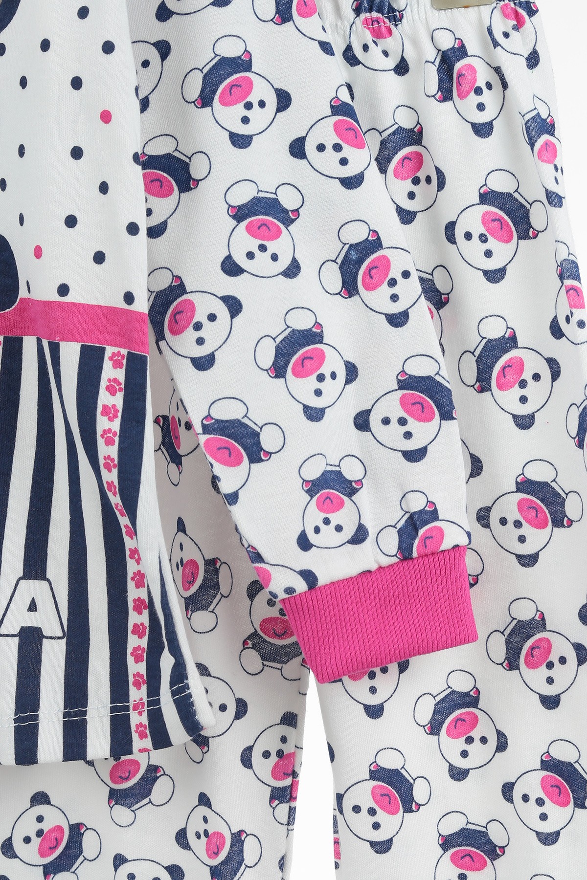 Fuşya (4-6 Yaş) Ekru Panda Desenli Kız Çocuk Pijama Takım 137317