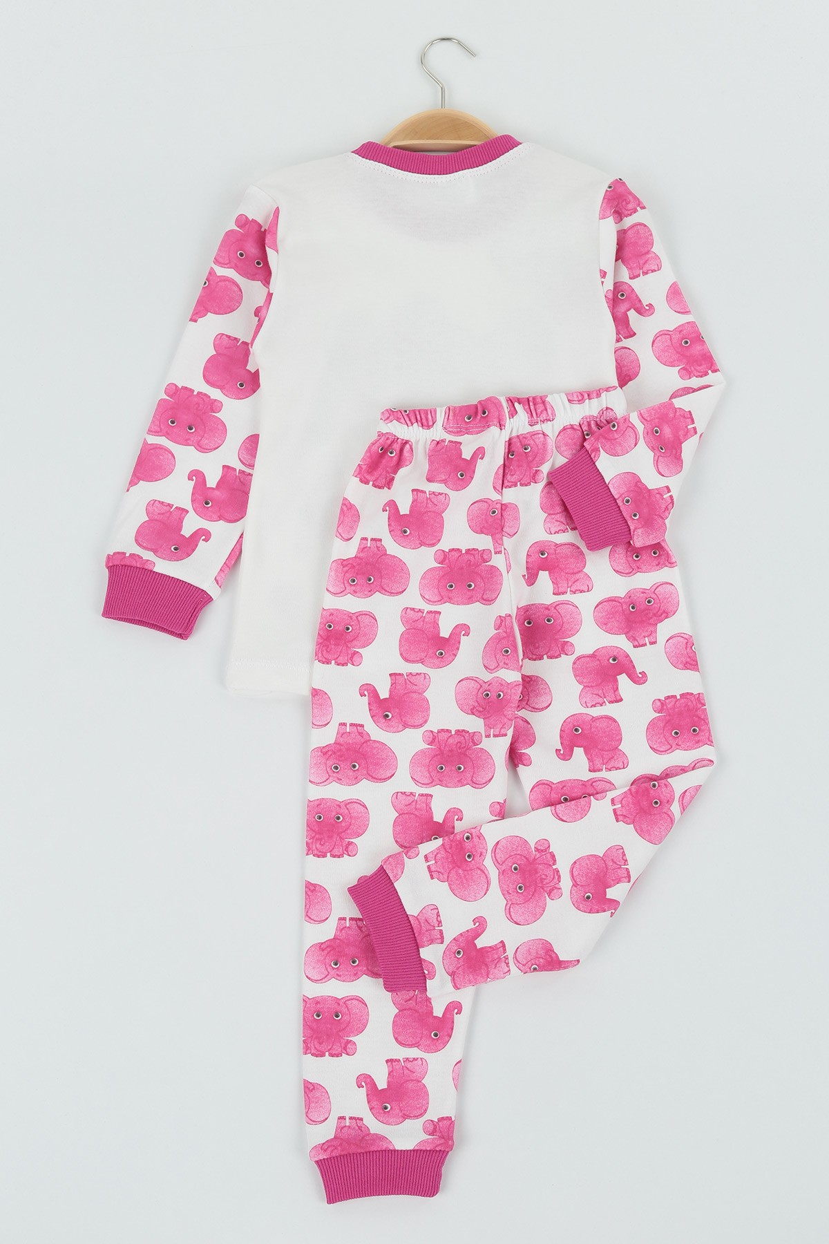 Fuşya (4-6 Yaş) Fil Baskılı Kız Çocuk Pijama Takım 132847