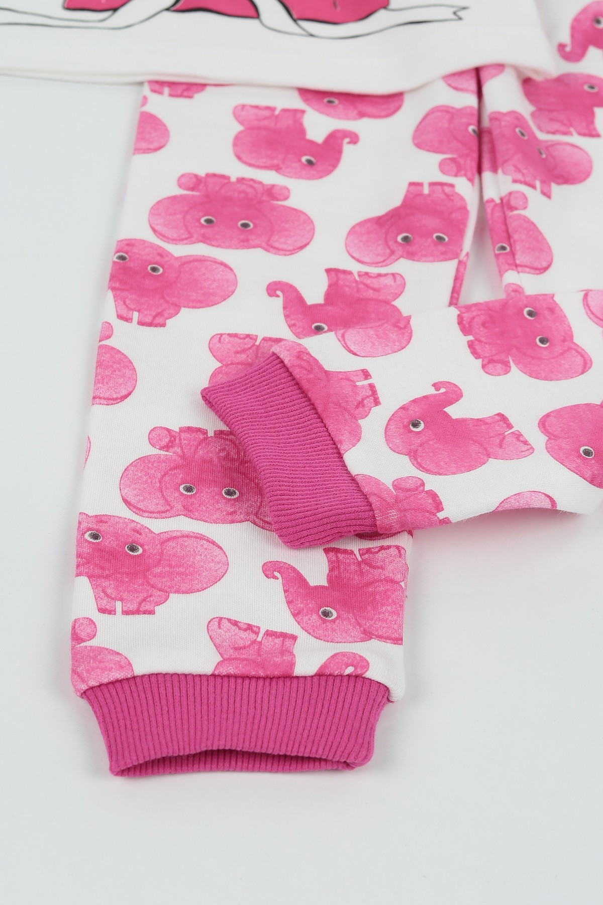 Fuşya (4-6 Yaş) Fil Baskılı Kız Çocuk Pijama Takım 132847