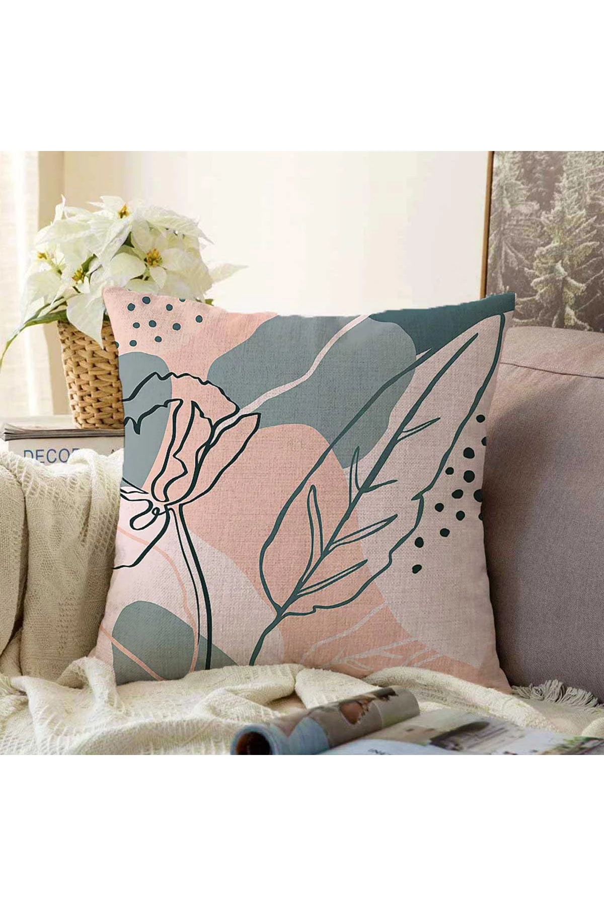Somon 43x43 Dijital Baskılı Fermuarlı Modern Kırlent Kılıfı 272895