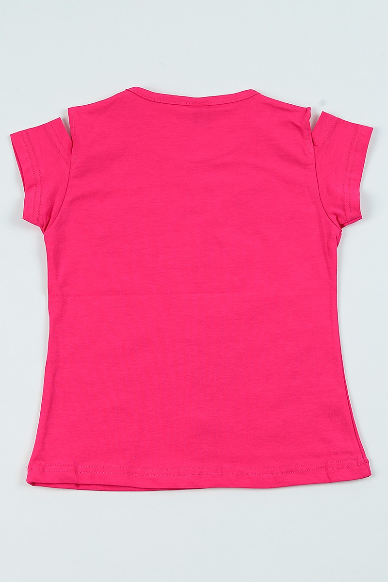 Fuşya (5-8 yaş) Flamingo Baskılı Kız Çocuk Tşört 105054