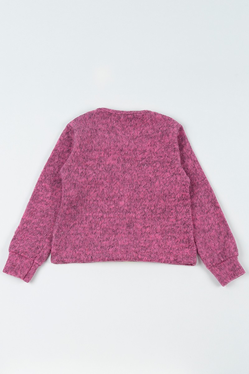 Fuşya (5-8 Yaş) Girl Baskılı Dışı Yumoş Kız Çocuk Sweatshirt 92814