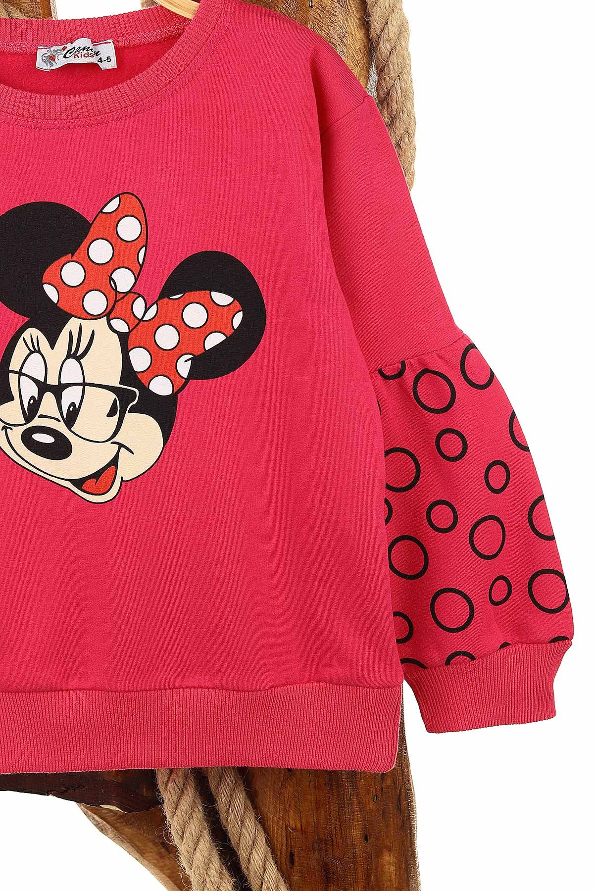 Fuşya (5-8 Yaş) Kolu Halka Baskılı İki İp Şardonlu Kız Çocuk Sweat 151573