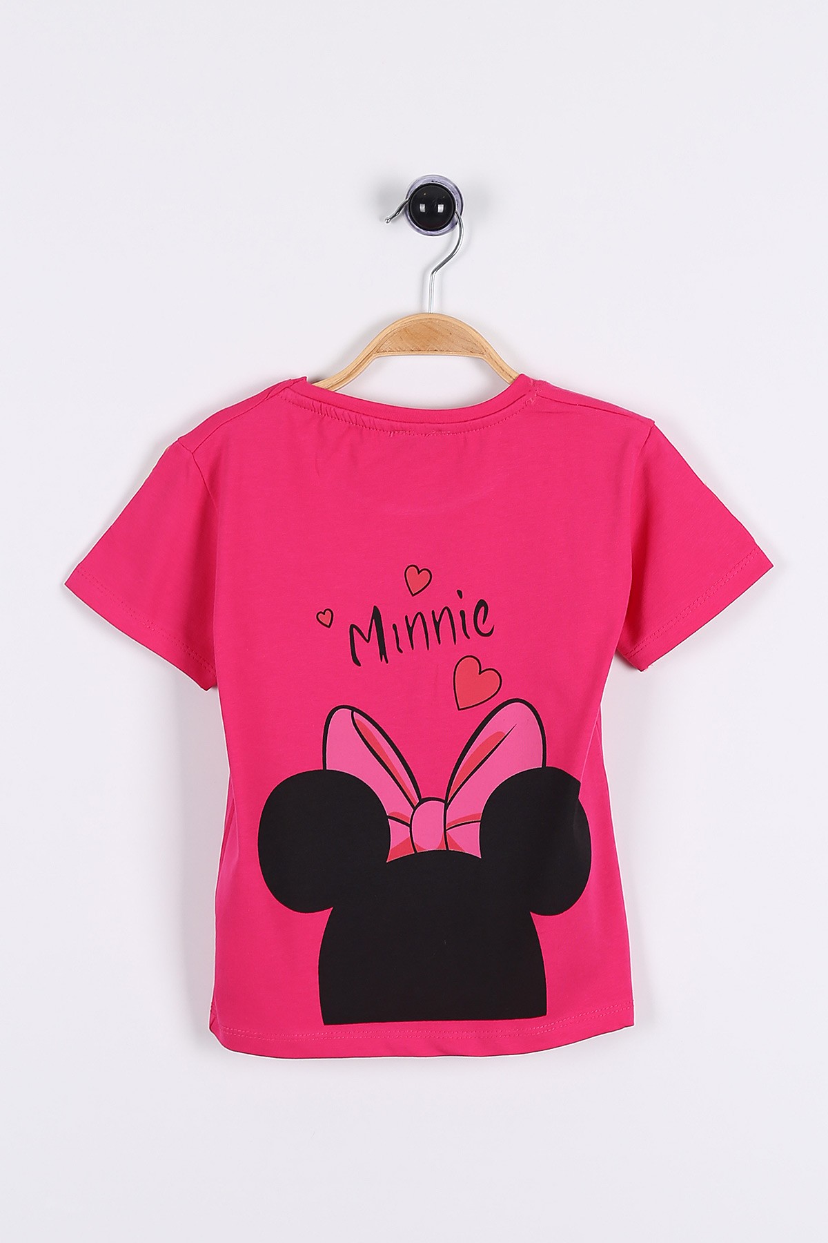 Fuşya (5-8yaş) Ön ve Arka Mini Mouse Baskılı Kız Çocuk Tişört 174901